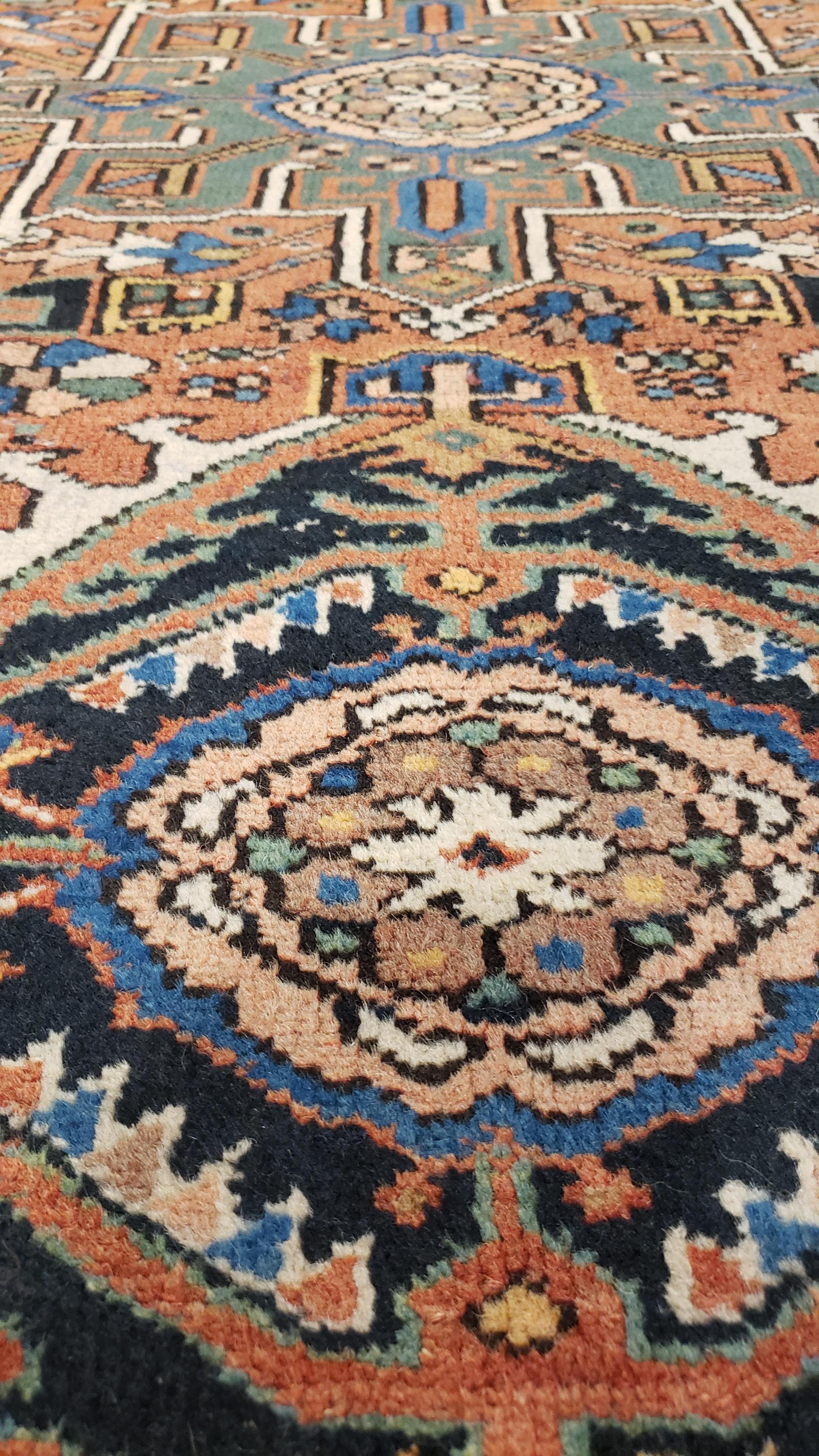 Alfombra Persa Karaja Vintage, Alfombra oriental de lana hecha a mano, óxido, marfil, azul claro Lana en venta