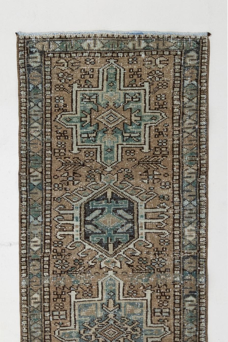 Hand-Woven Vintage Persian Karaja Runner Rug