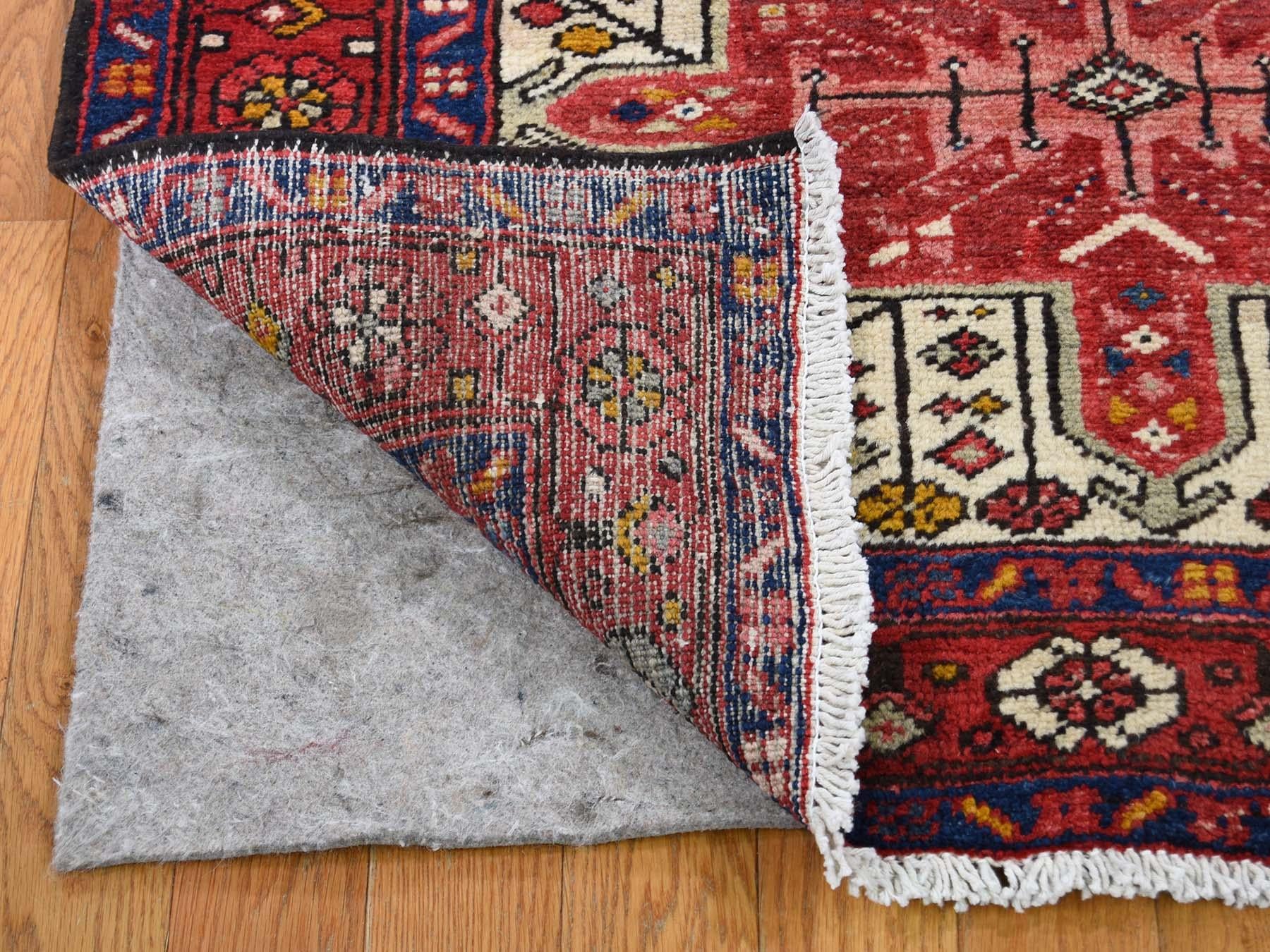 Hollywood Regency Vintage Persian Karajeh Pure Wool Hand-Knotted Runner Oriental Rug, 3'3