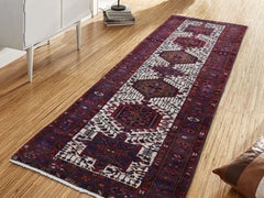 Vintage Persian Karajeh Pure Wool Runner Hand Knotted Oriental Rug