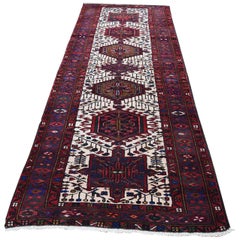 Vintage Persian Karajeh Pure Wool Runner Hand Knotted Oriental Rug