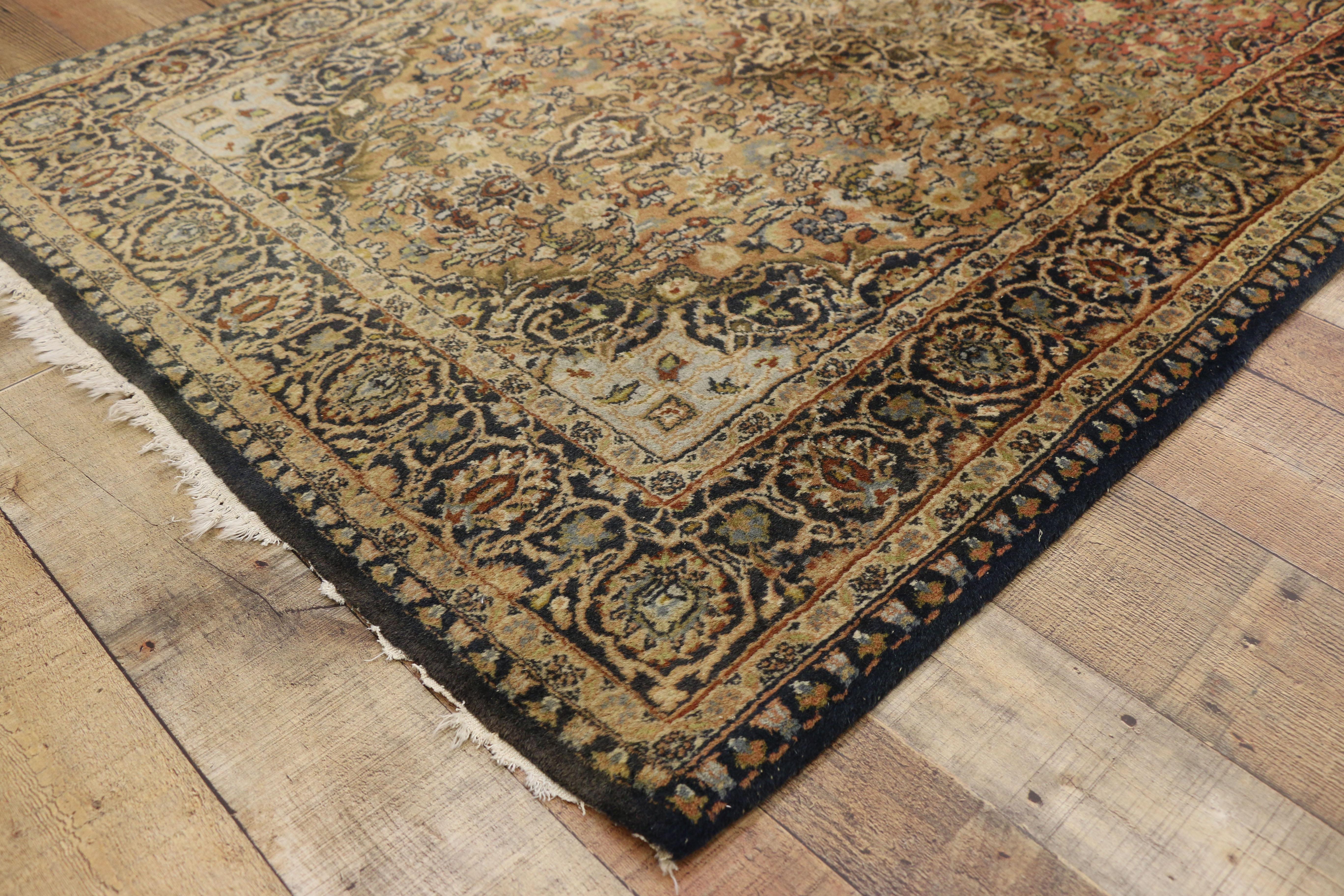 Hand-Knotted Vintage Persian Kashan Accent Rug with Spanish Colonial Style For Sale