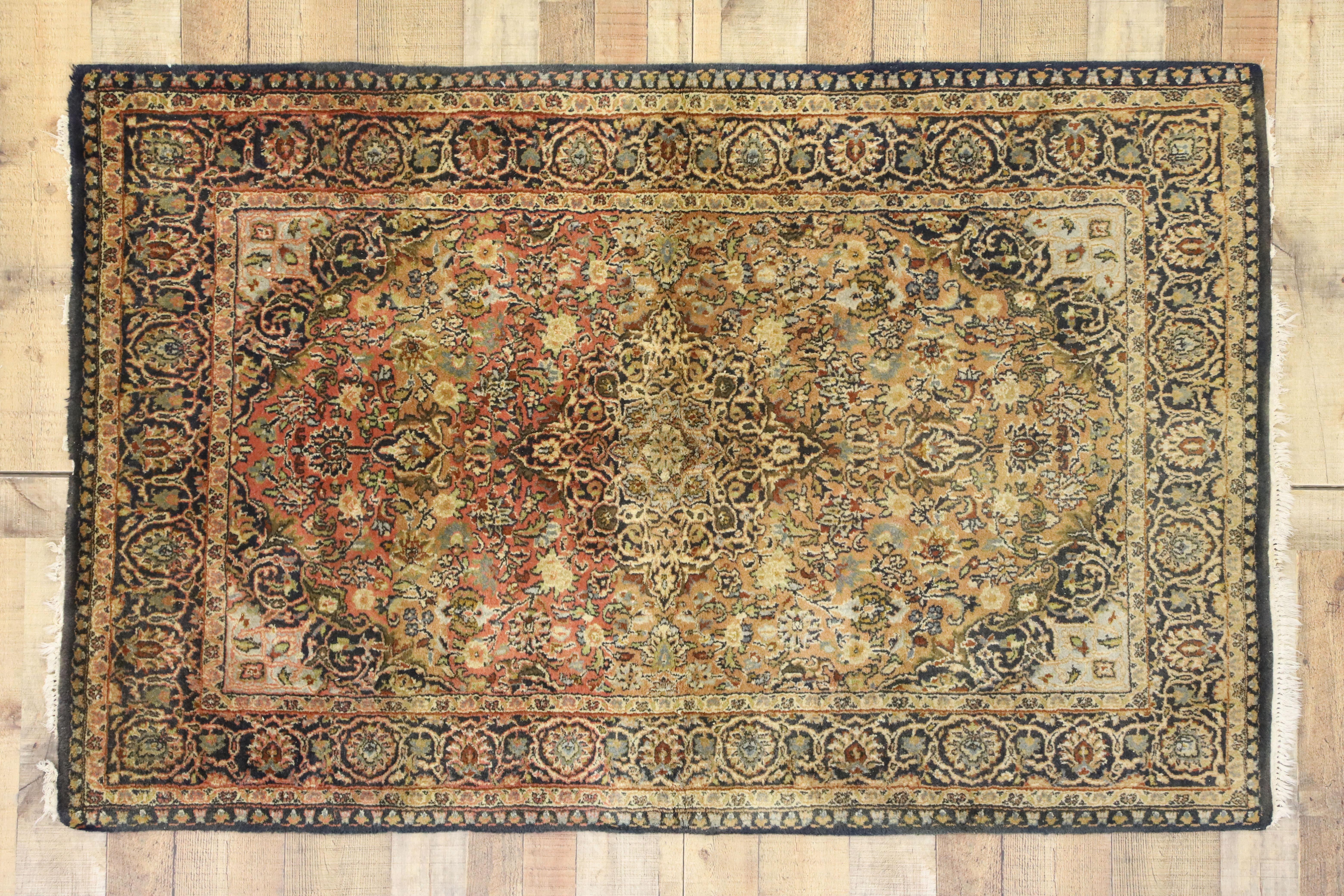20th Century Vintage Persian Kashan Accent Rug with Spanish Colonial Style For Sale