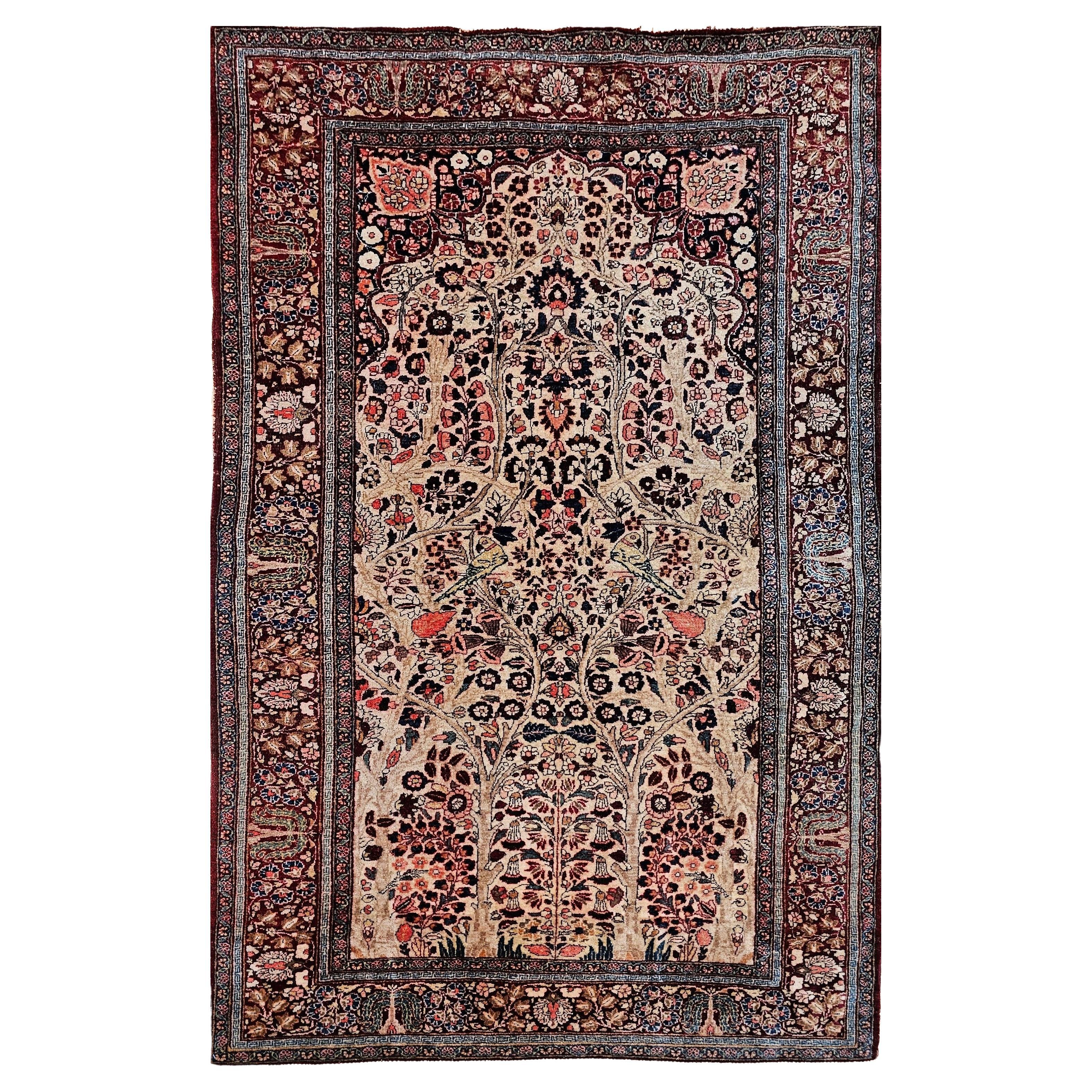Vintage Persian Kashan Area Rug in “Tree of Life” Pattern
