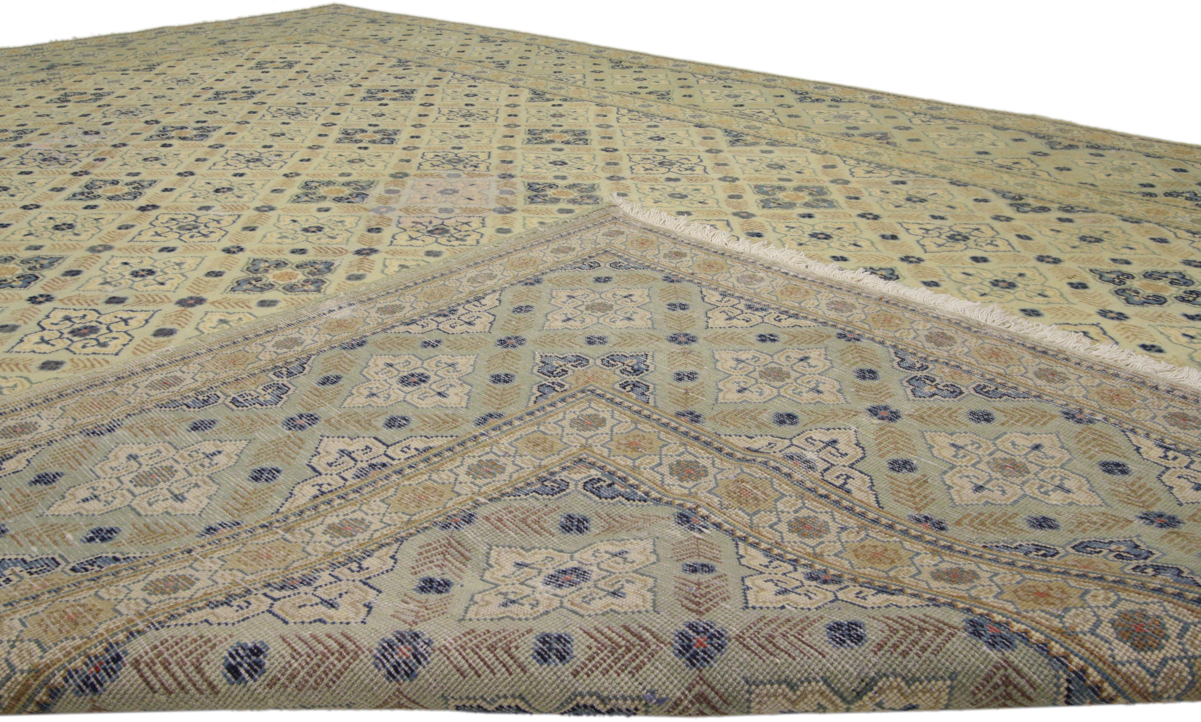 Vintage Persian Kashan Area Rug with Swedish Cottage Gustavian Style In Good Condition For Sale In Dallas, TX
