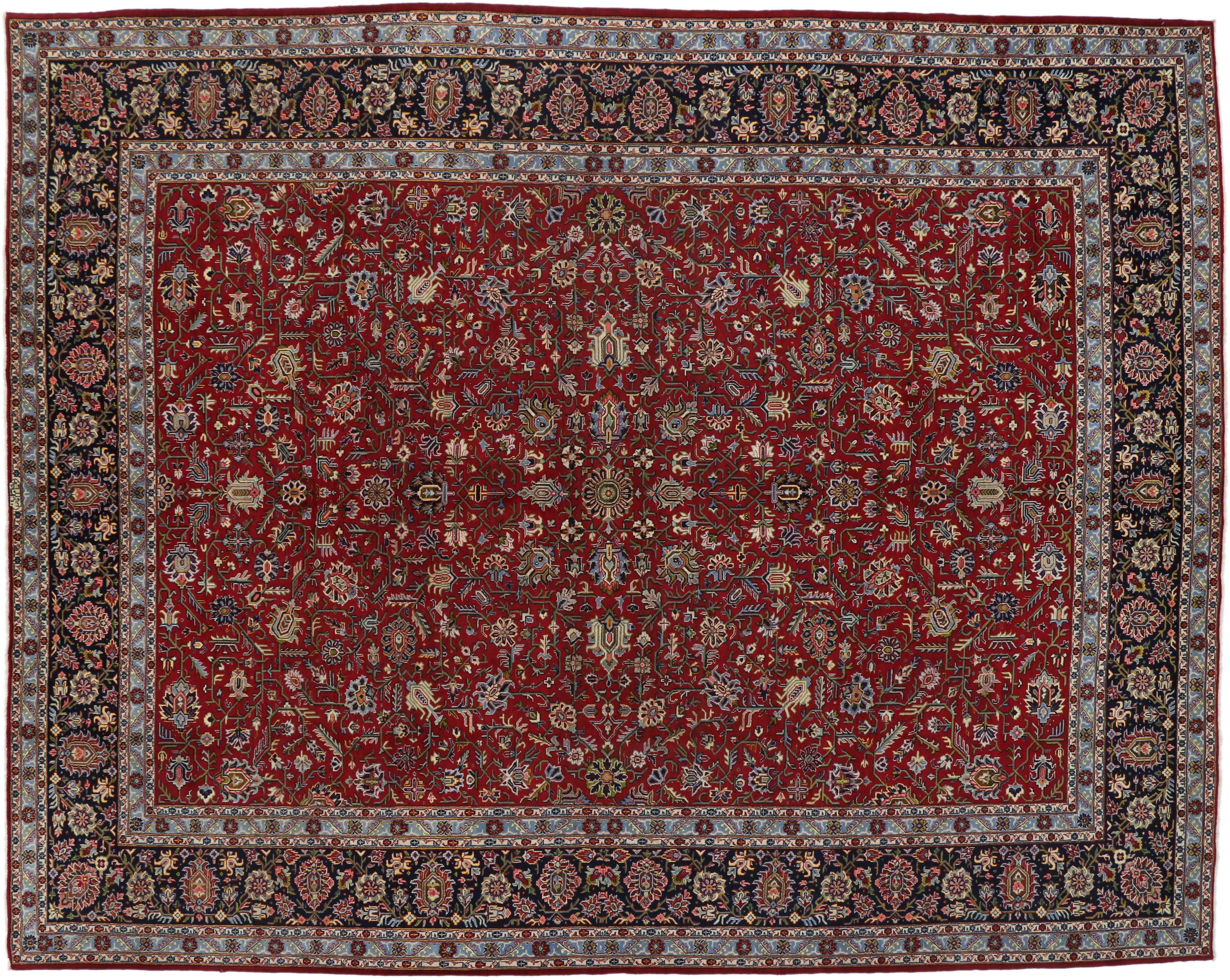 20th Century Vintage Persian Kashan Area Rug with Traditional Style For Sale