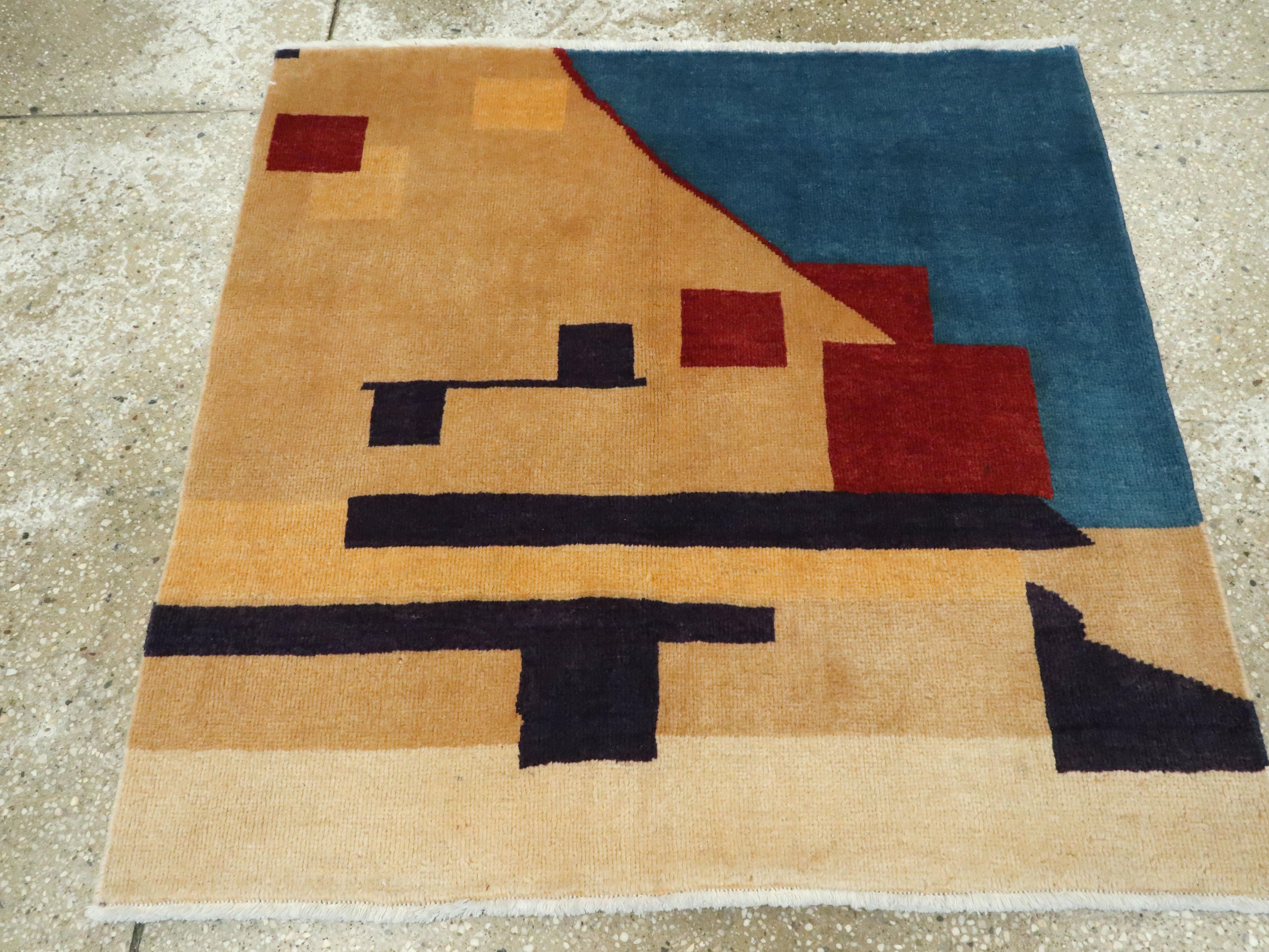 Vintage Persian Kashan Art Deco Rug In Excellent Condition In New York, NY