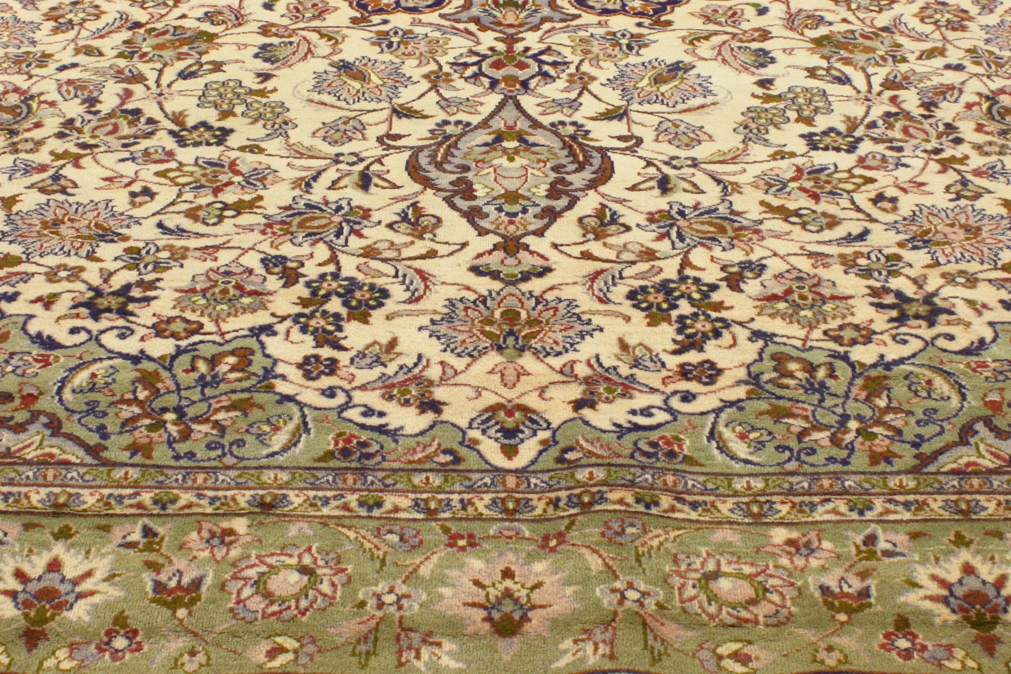 Persischer Kashan-Teppich im Vintage-Stil (Handgeknüpft) im Angebot