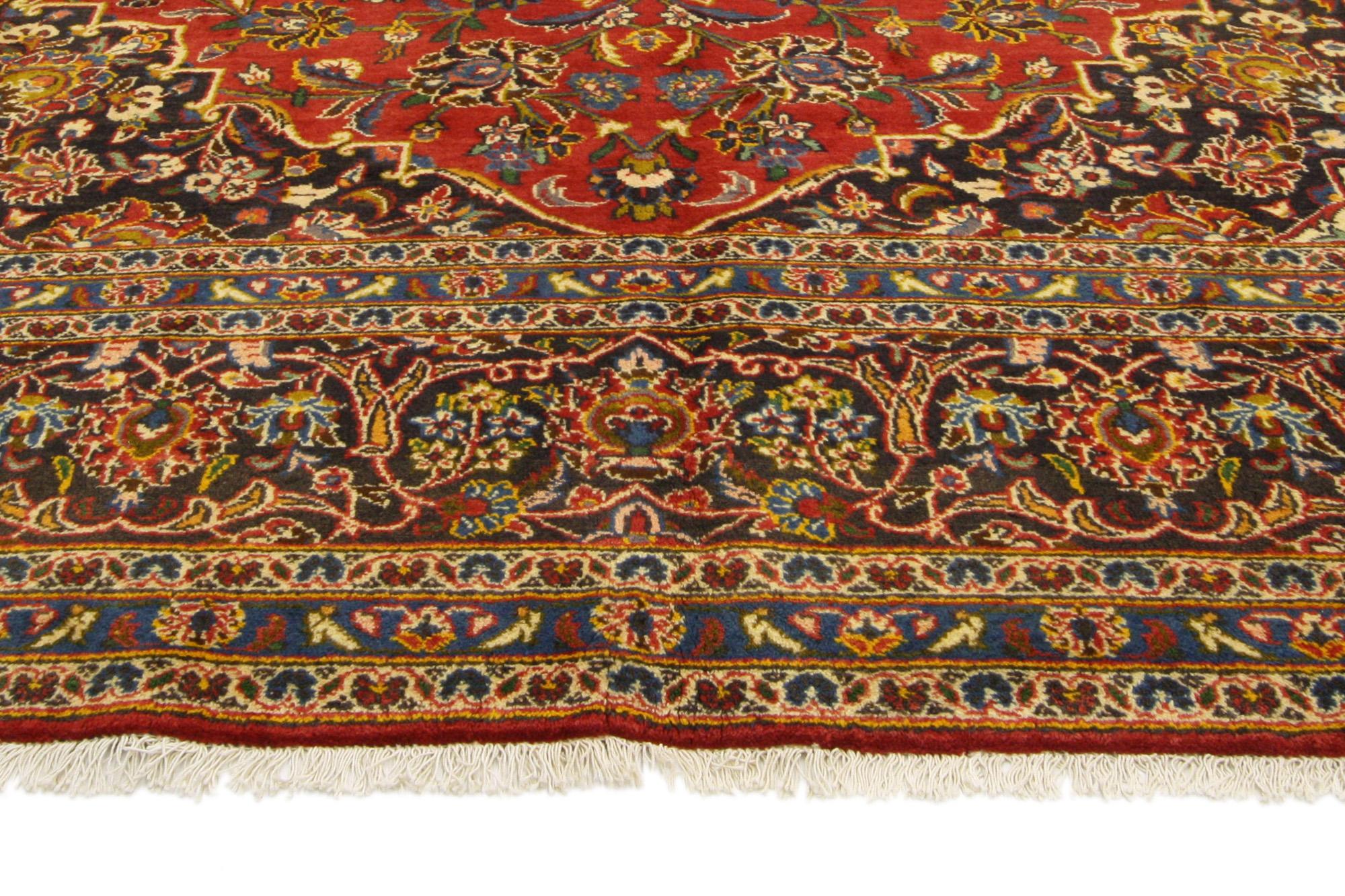Annodato a mano Tappeto persiano vintage Kashan in vendita
