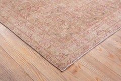 Vintage Persian Kashan Carpet, Red Field, Light Brown Borders, Central Medallion