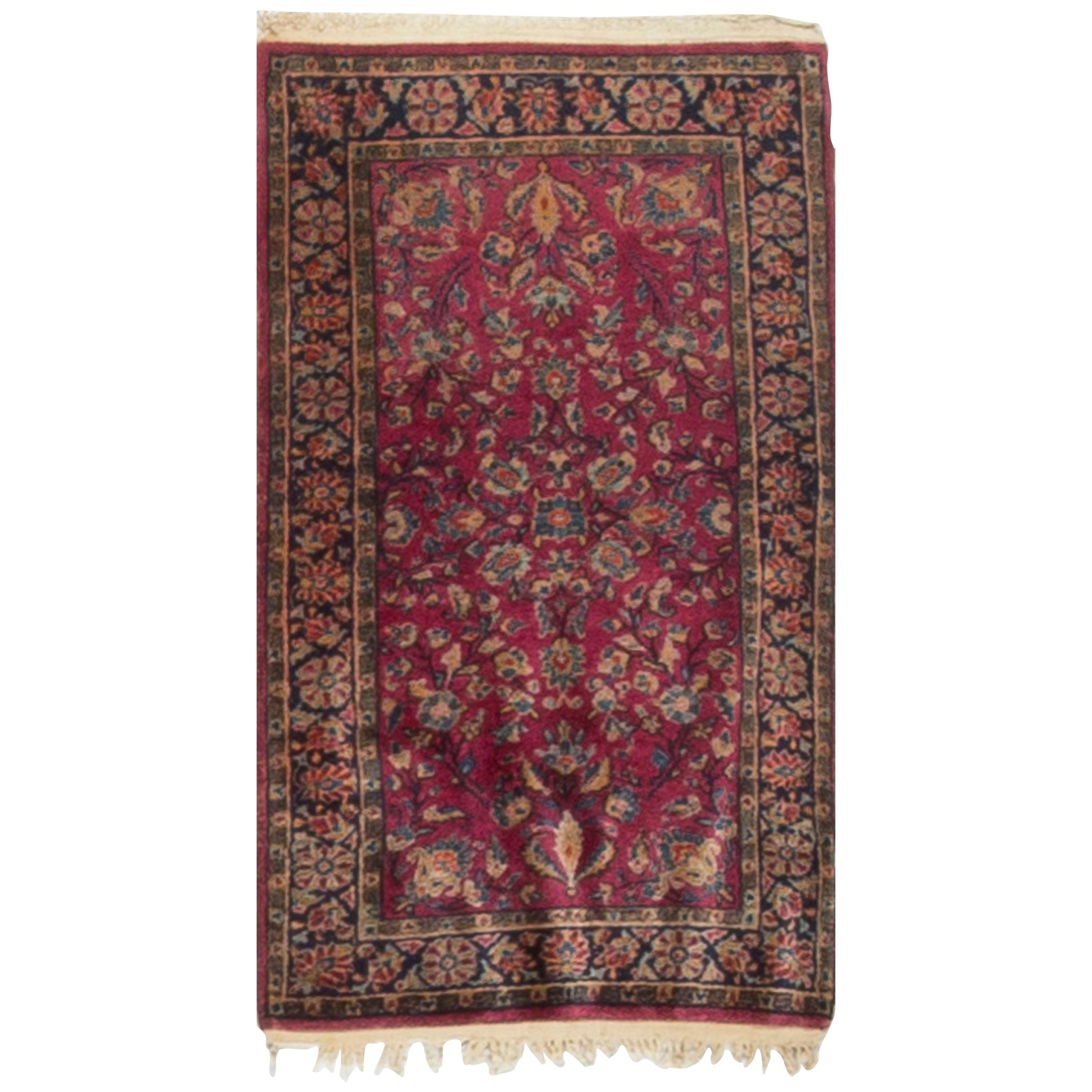 Vintage Persian Kashan Rug Carpet Circa 1920 2'1 x 3'10