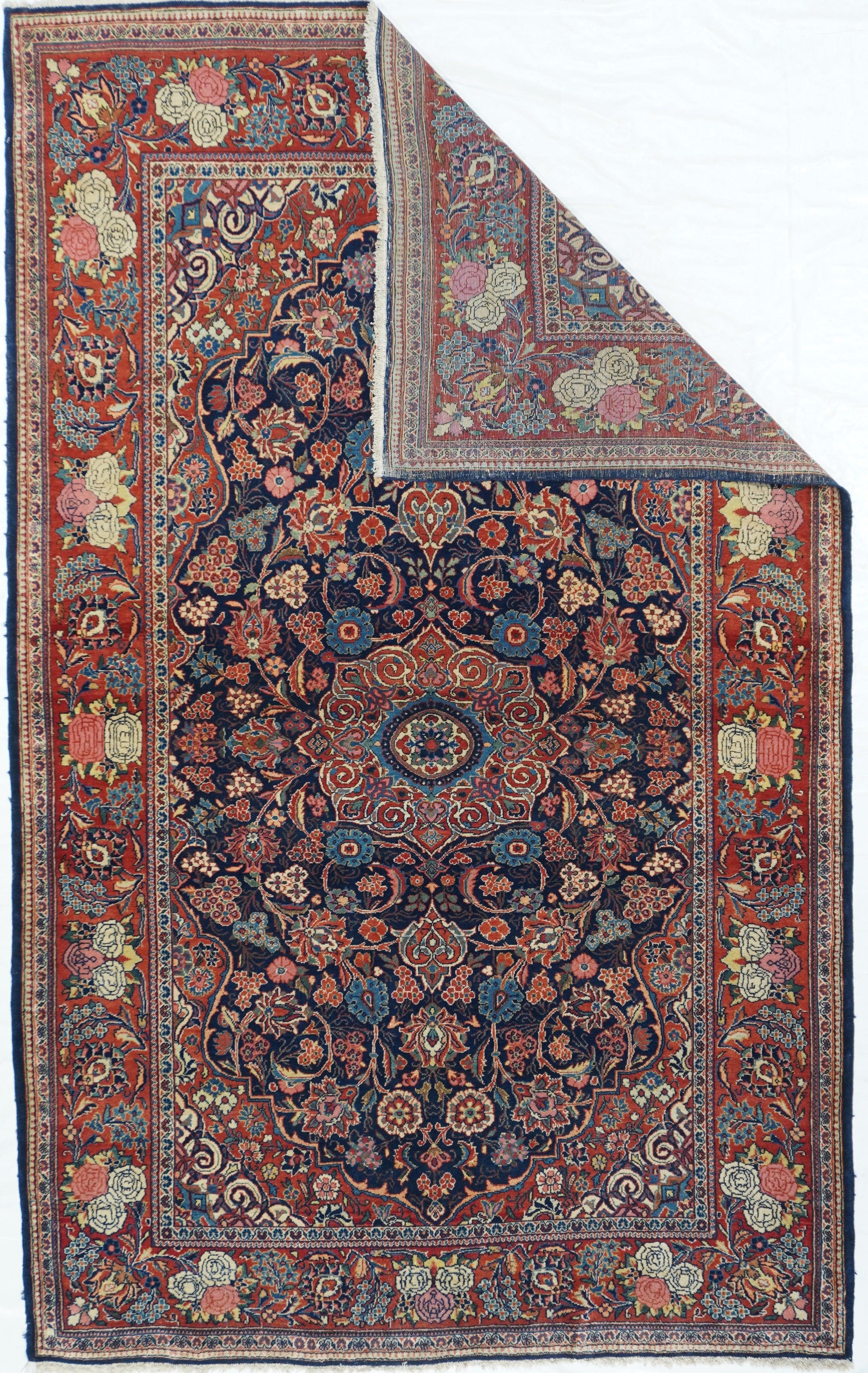 Antique Kashan carpets are among the finest Persian rugs. They are woven in workshops of the city of Kashan, in north central Iran. Kashan was a hub of silk production since the Safavid dynasty, and has created some of the highest quality Persian