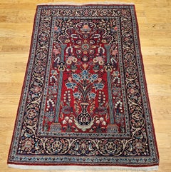 Vintage Persian Kashan Area Rug in Vase Pattern