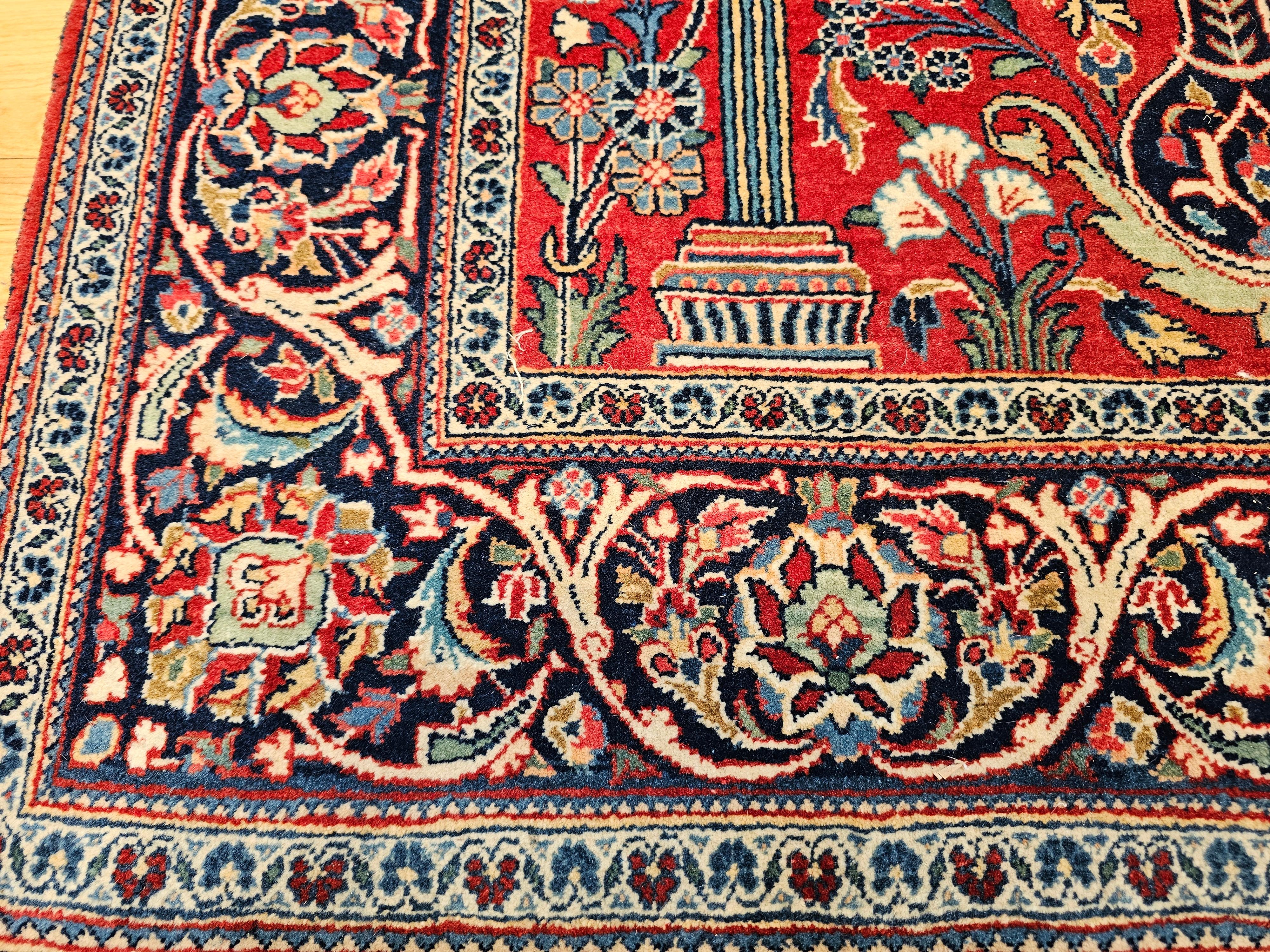 Vintage Persian Kashan Area Rug in Vase Pattern 2