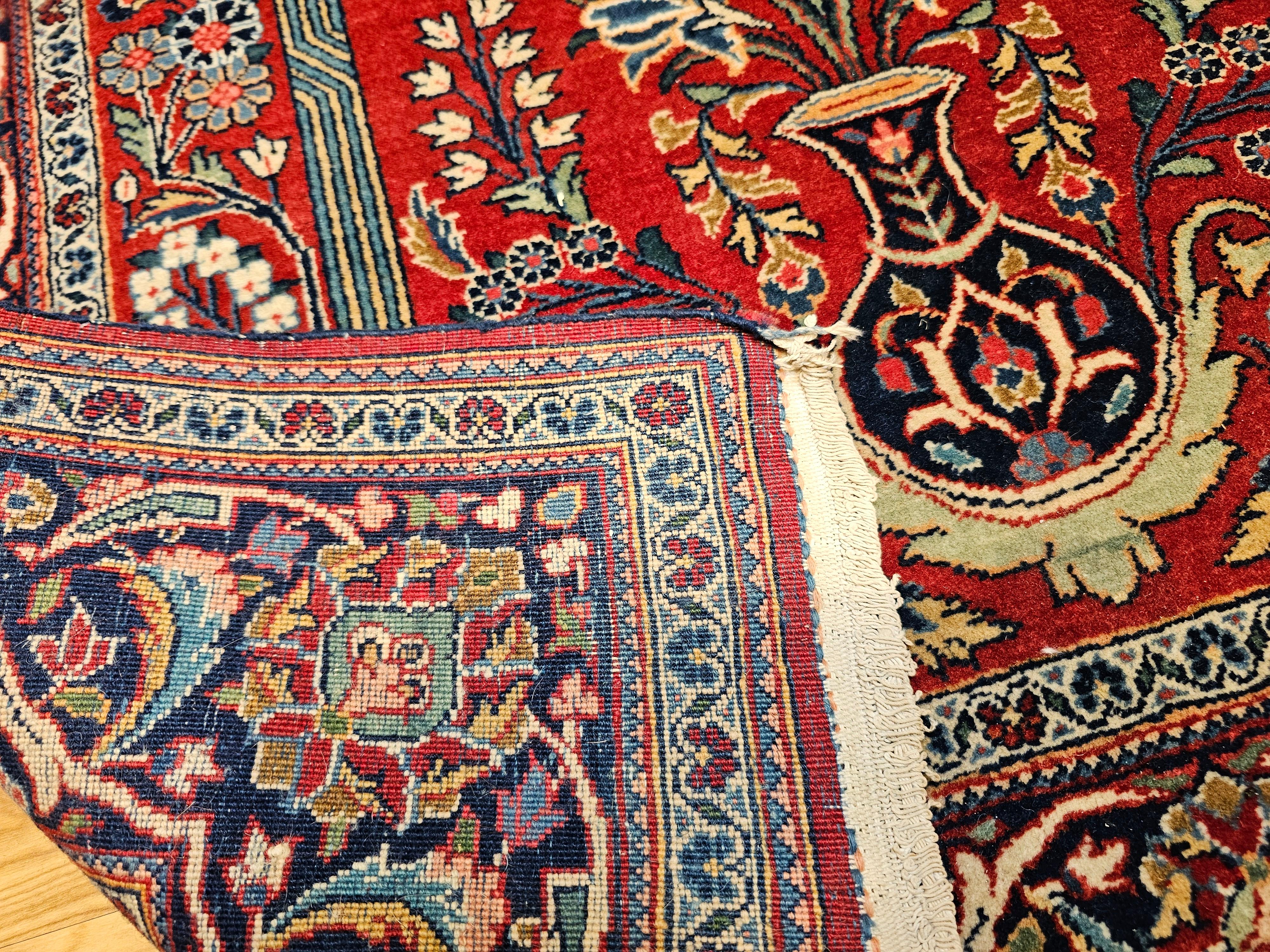 Vintage Persian Kashan Area Rug in Vase Pattern 3