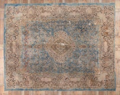 Vintage Persian Kashan Kashmar Rug with Zir Khaki 'Underground Treasure' Design
