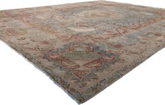 Vintage Persian Kashan Kashmar Rug with Zir Khaki 'Underground Treasure' Design