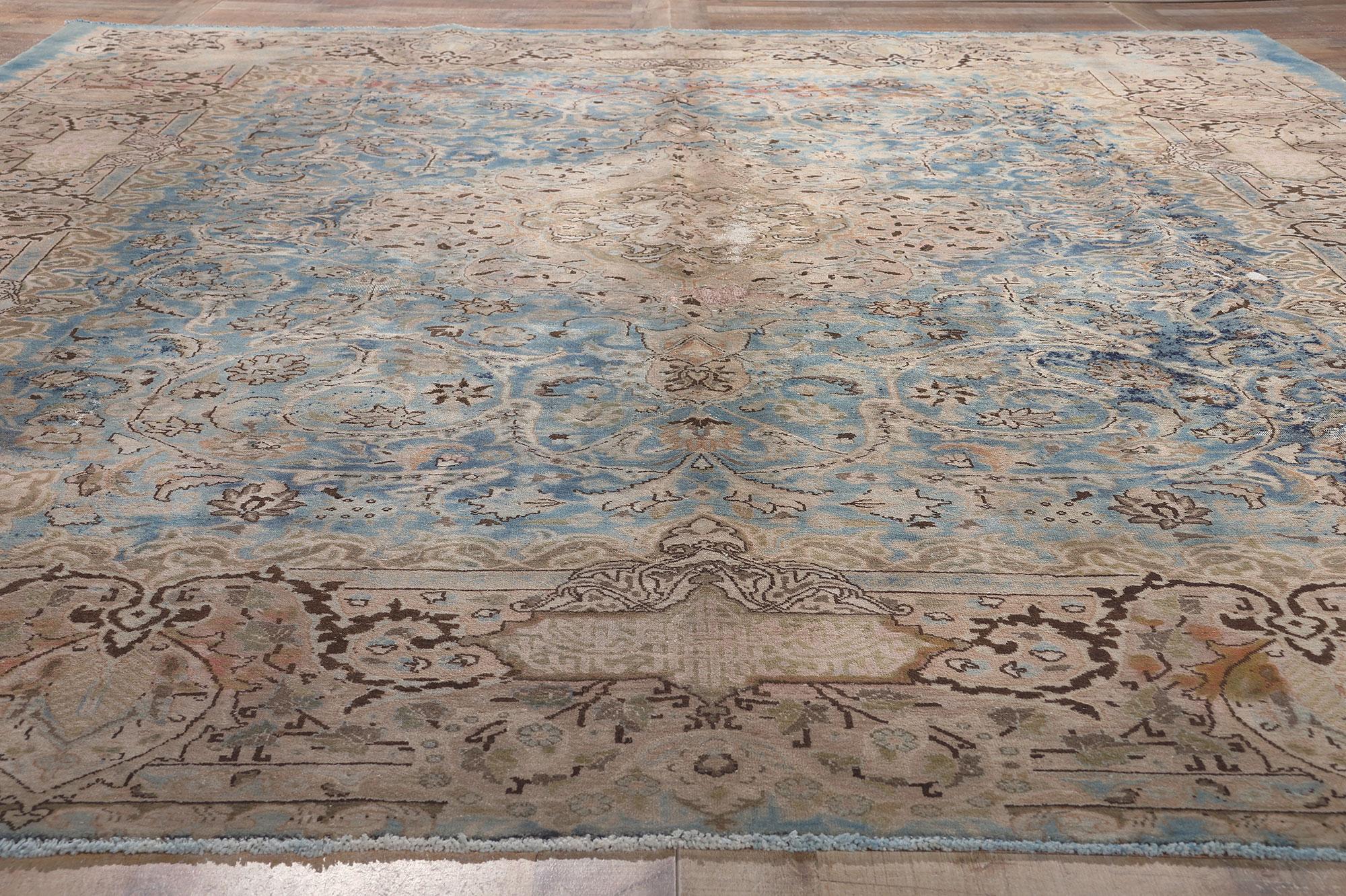 Vintage Persian Kashan Kashmar Rug with Zir Khaki 'Underground Treasure' Design In Good Condition For Sale In Dallas, TX