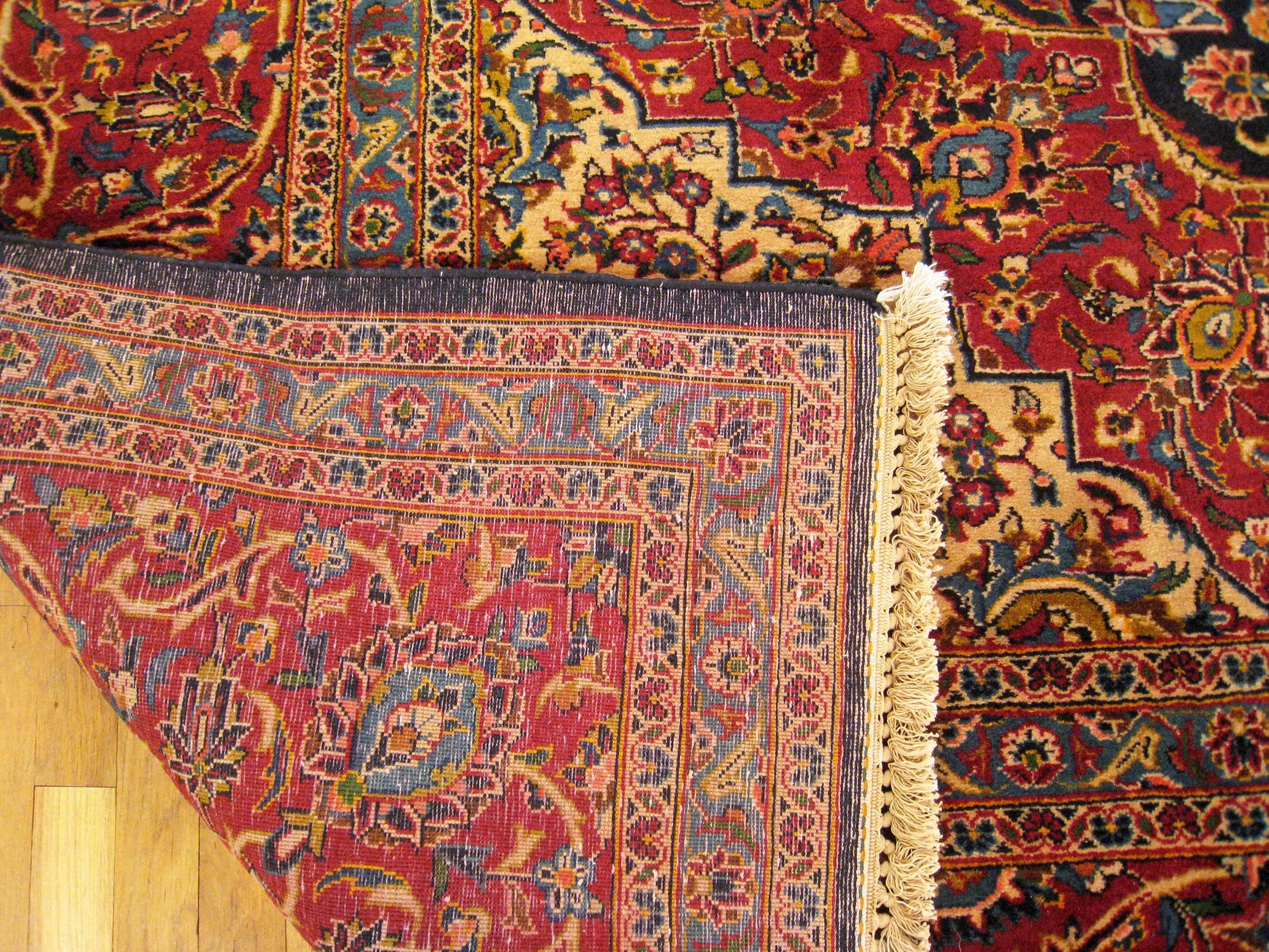 Vintage Persian Kashan Oriental Carpet, in Room size, with Central Medallion 4