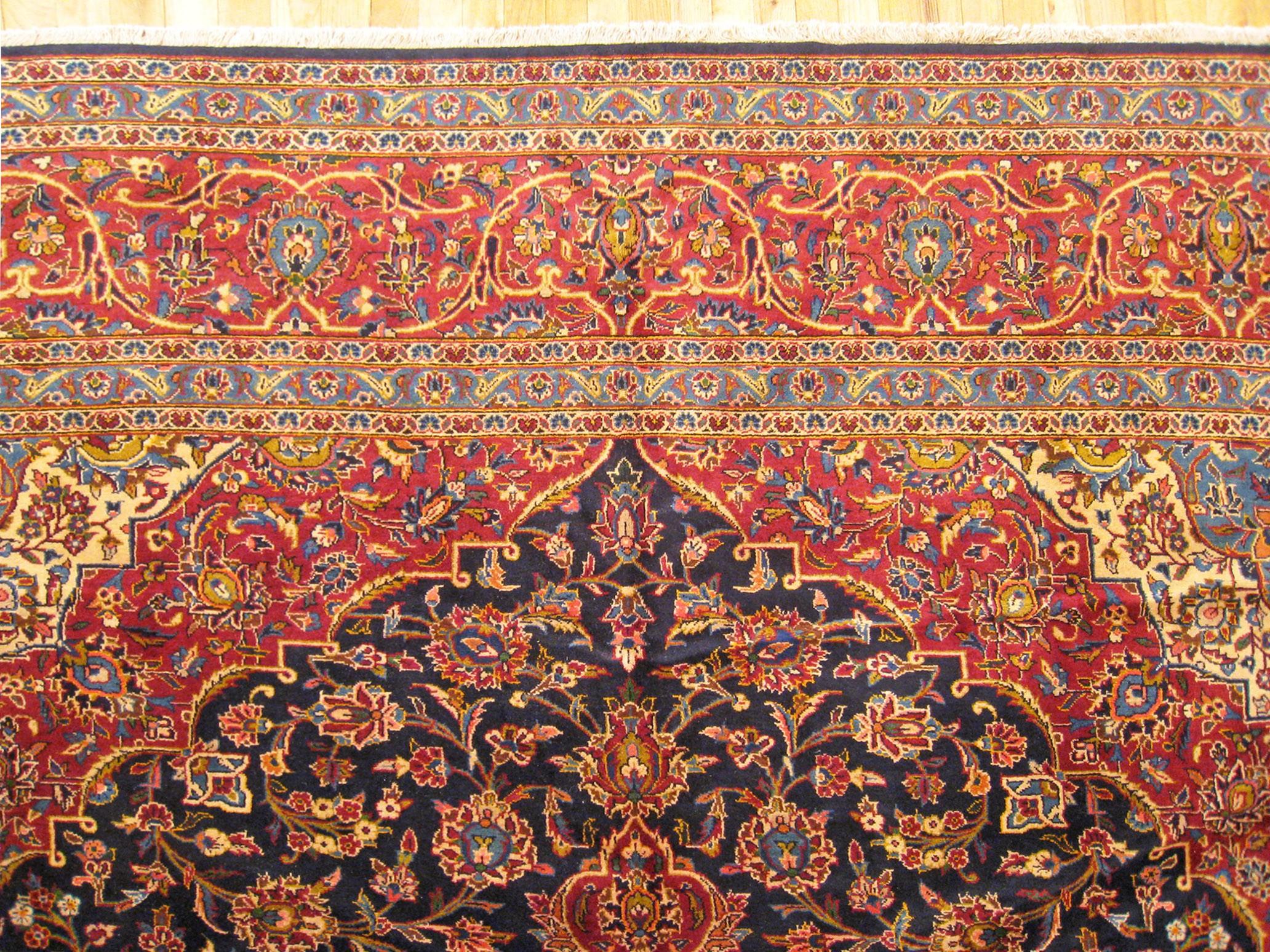 Vintage Persian Kashan Oriental Carpet, in Room size, with Central Medallion 3