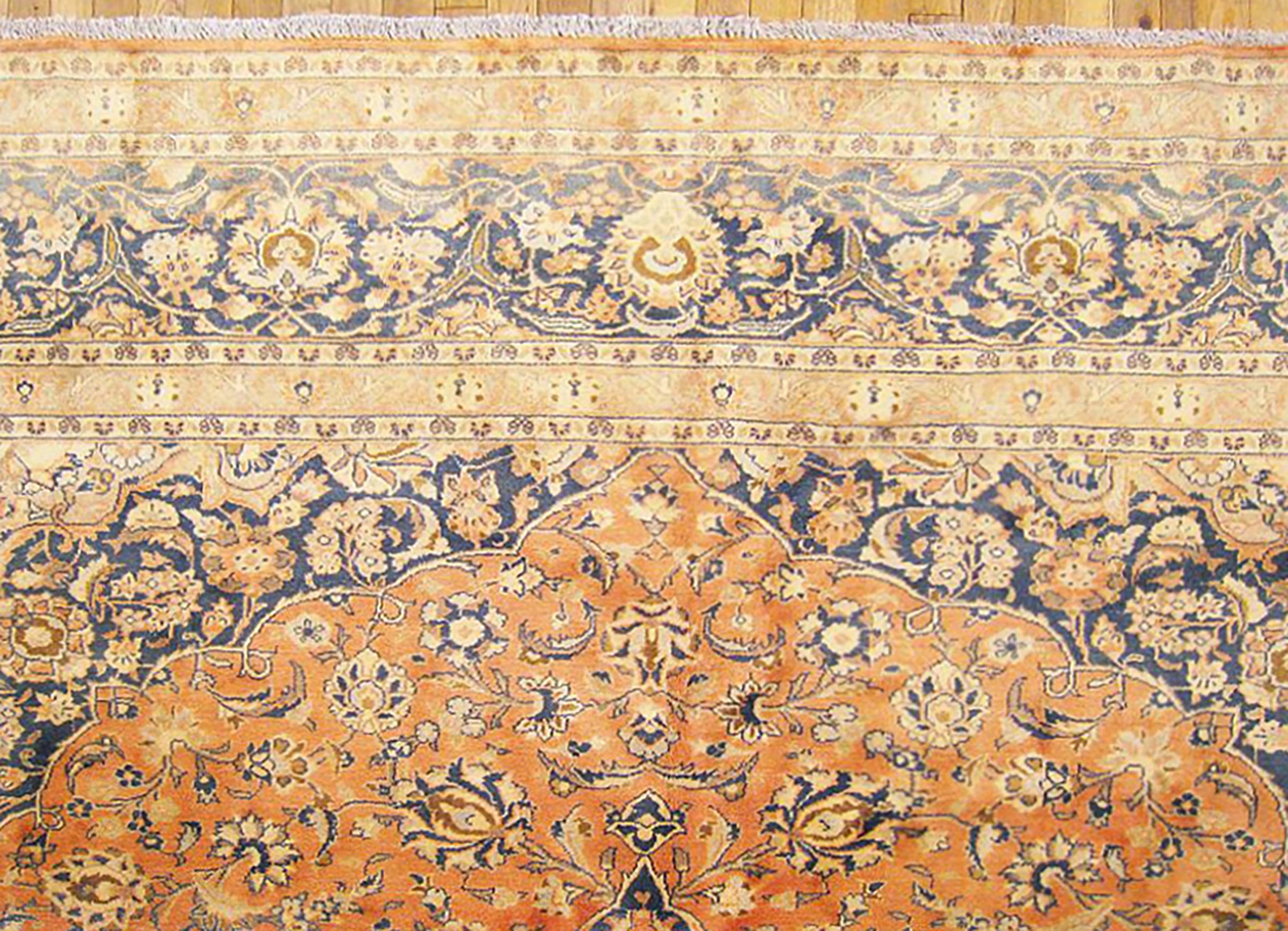 Vintage Persian Kashan Oriental Carpet, with Medallion & Soft Colors In Good Condition For Sale In New York, NY