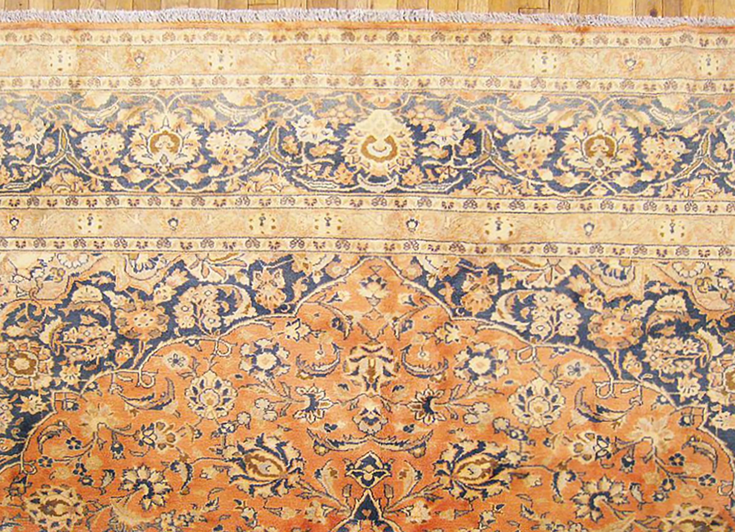 Vintage Persian Kashan Oriental Carpet, with Medallion & Soft Colors In Good Condition For Sale In New York, NY