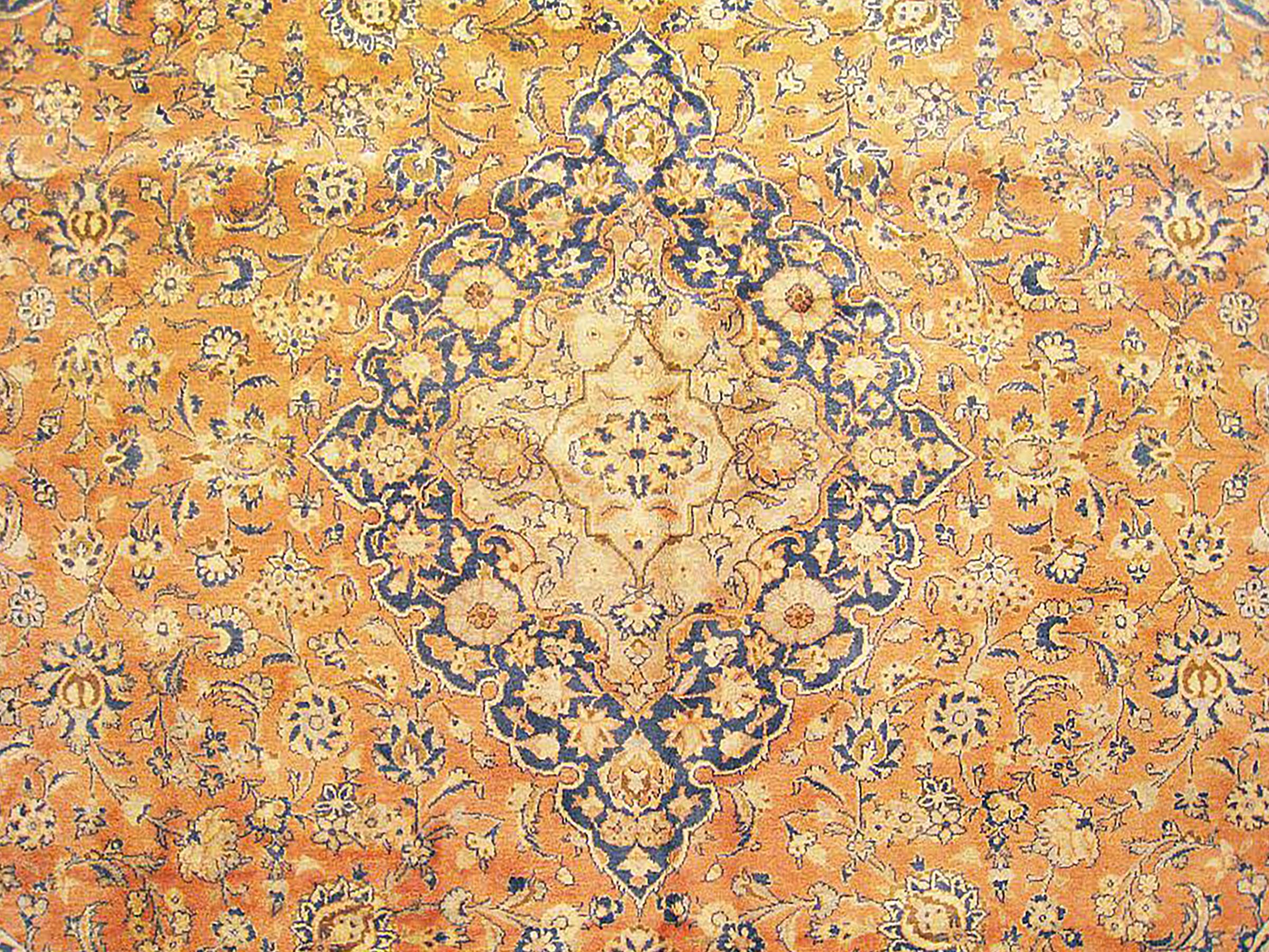 Mid-20th Century Vintage Persian Kashan Oriental Carpet, with Medallion & Soft Colors For Sale