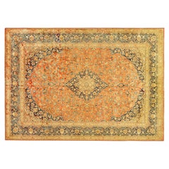 Tapis persan oriental vintage Kashan, avec médaillon et couleurs douces