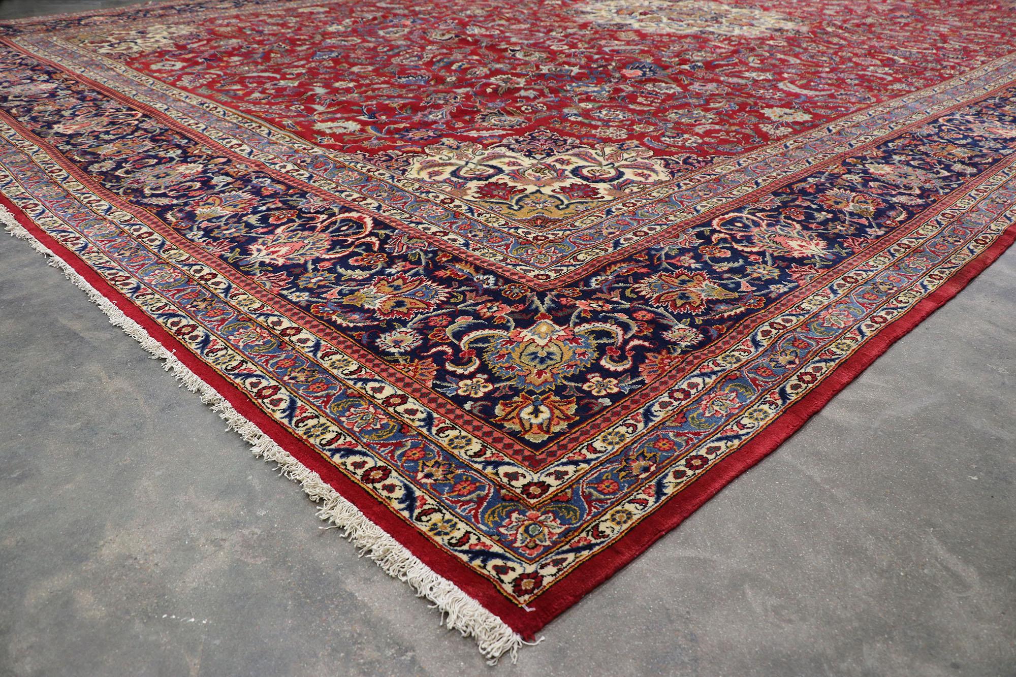 20th Century Vintage Persian Kashan Rug, Traditional Sensibility Meets Stately Decadence For Sale