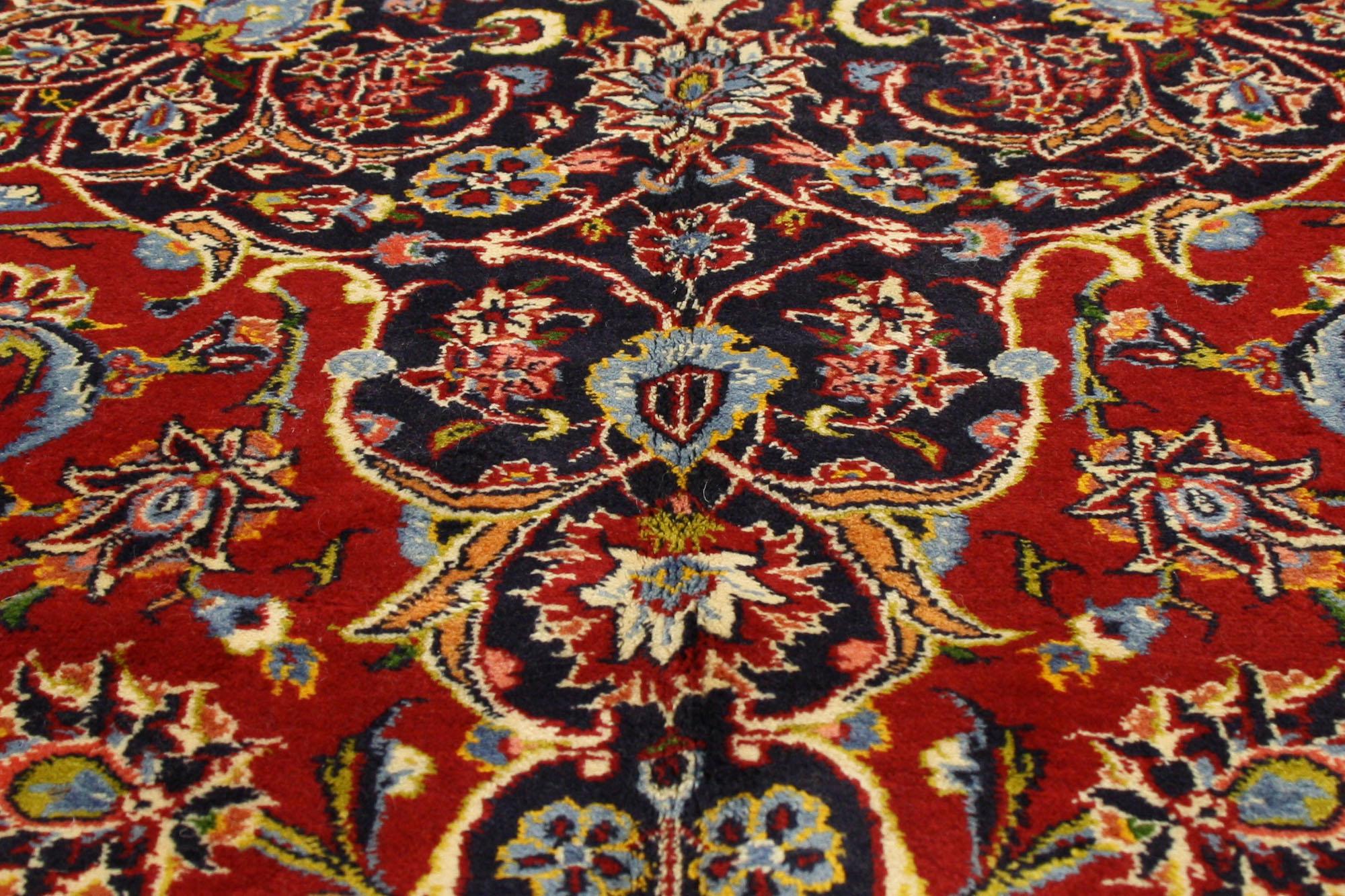 20th Century Vintage Persian Kashan Rug, Traditional Sensibility Meets Stately Decadence For Sale