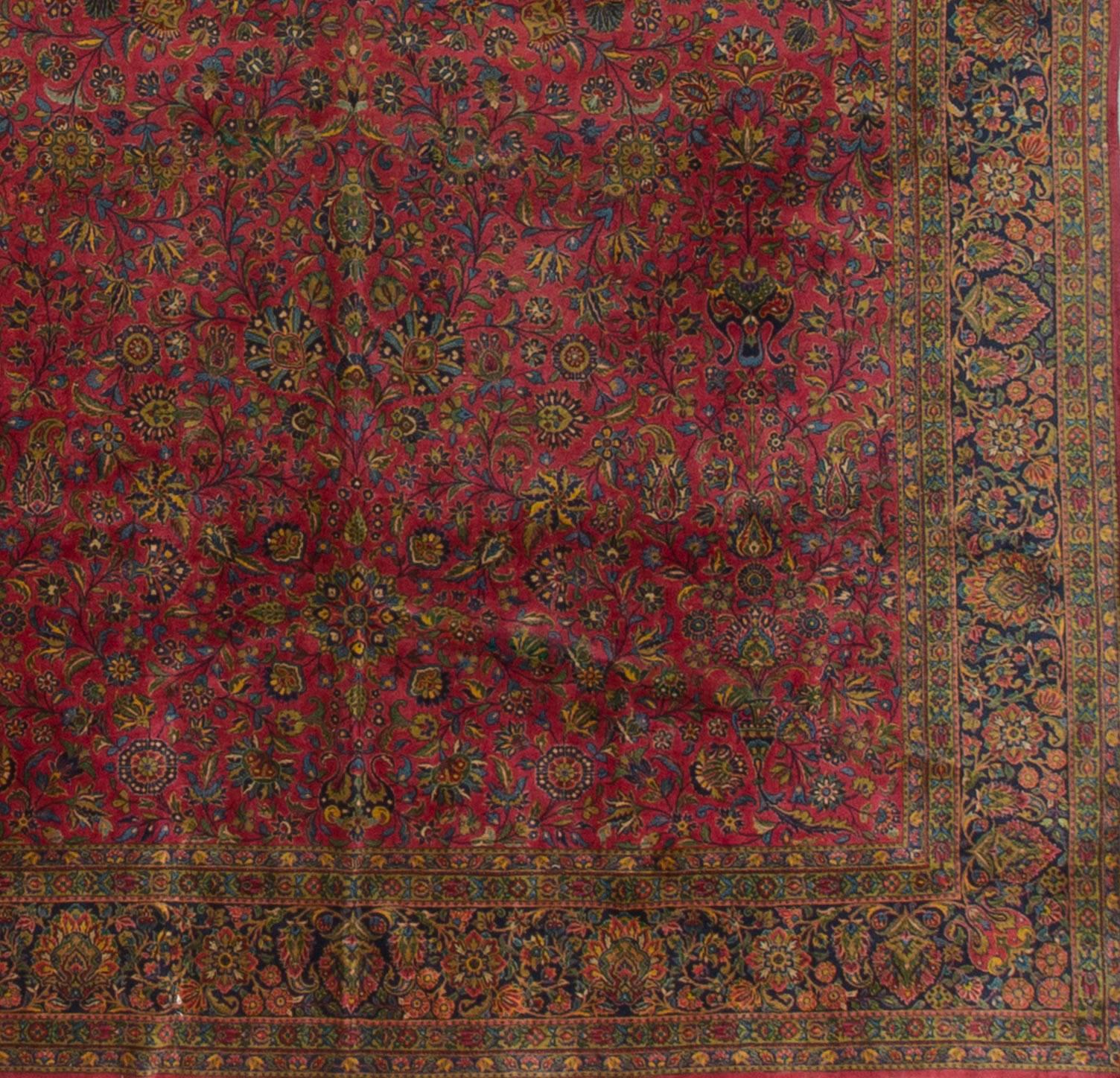 Hand-Knotted Vintage Persian Kashan Rug 10' x 14' For Sale