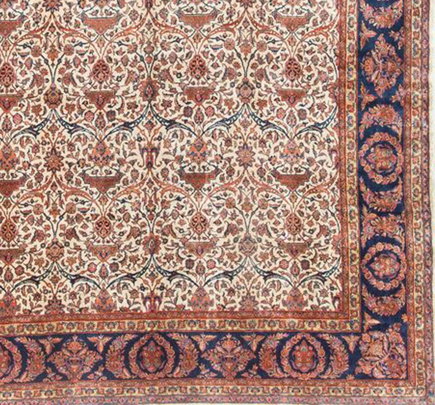 Hand-Knotted Vintage Persian Kashan Rug 10'4 x 13'11. For Sale