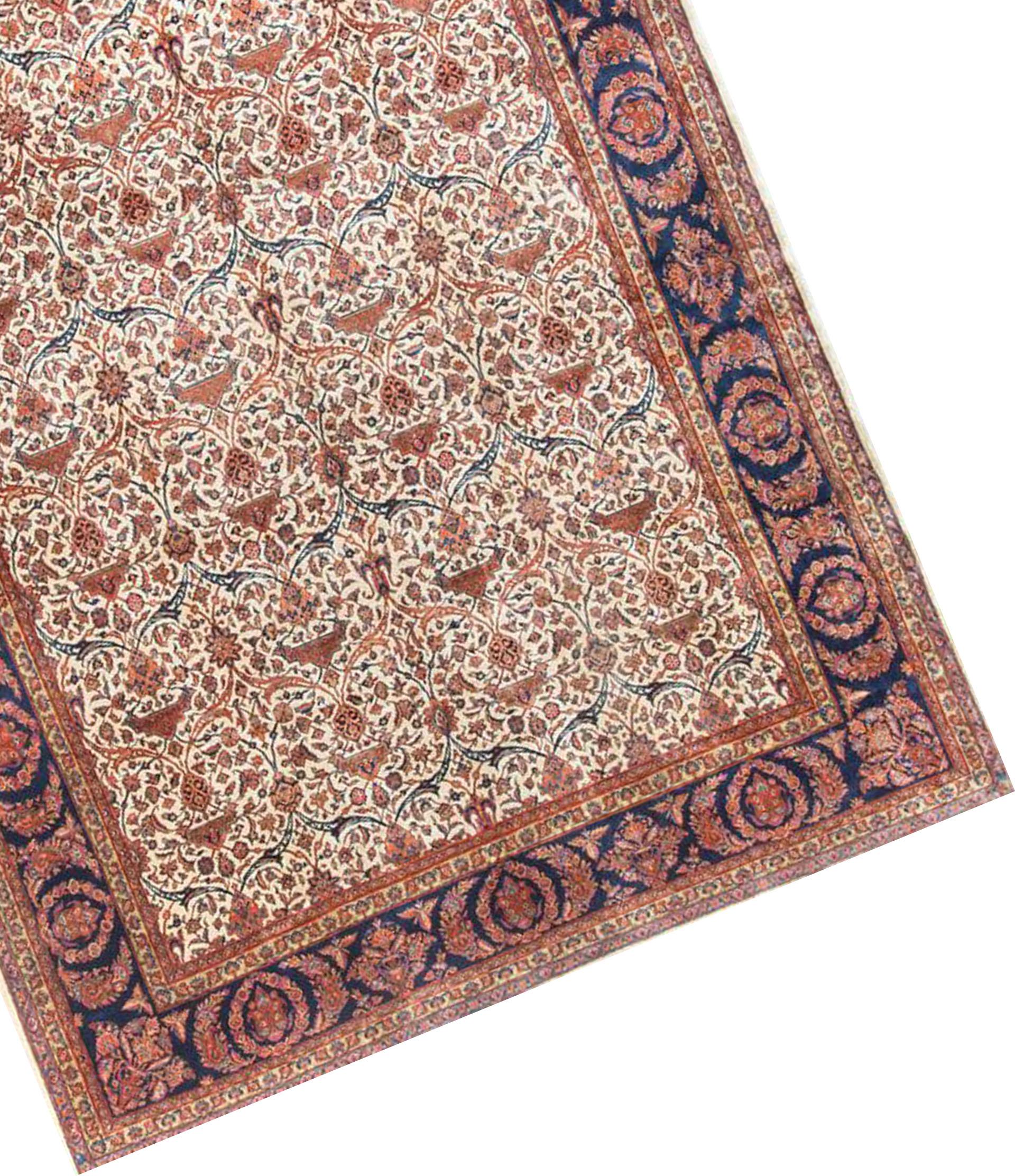 Annodato a mano Tappeto persiano vintage Kashan 10'4 x 13'11. in vendita