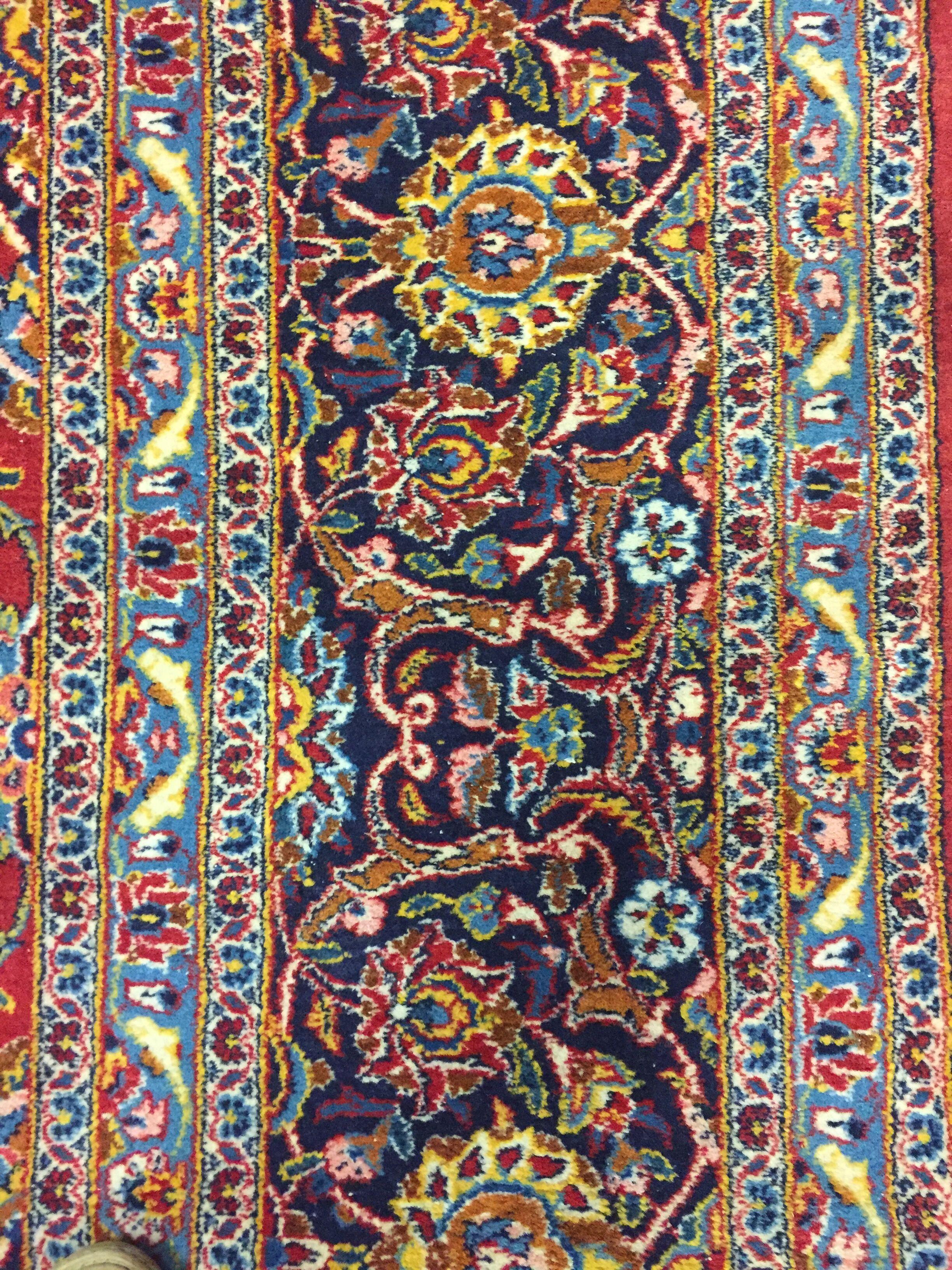 Vintage Persian Kashan rug, 10'4 x 14'5. From Kashan in Persia this is a Classic vintage piece that will enhance any room setting. Colors: Reds/blues.