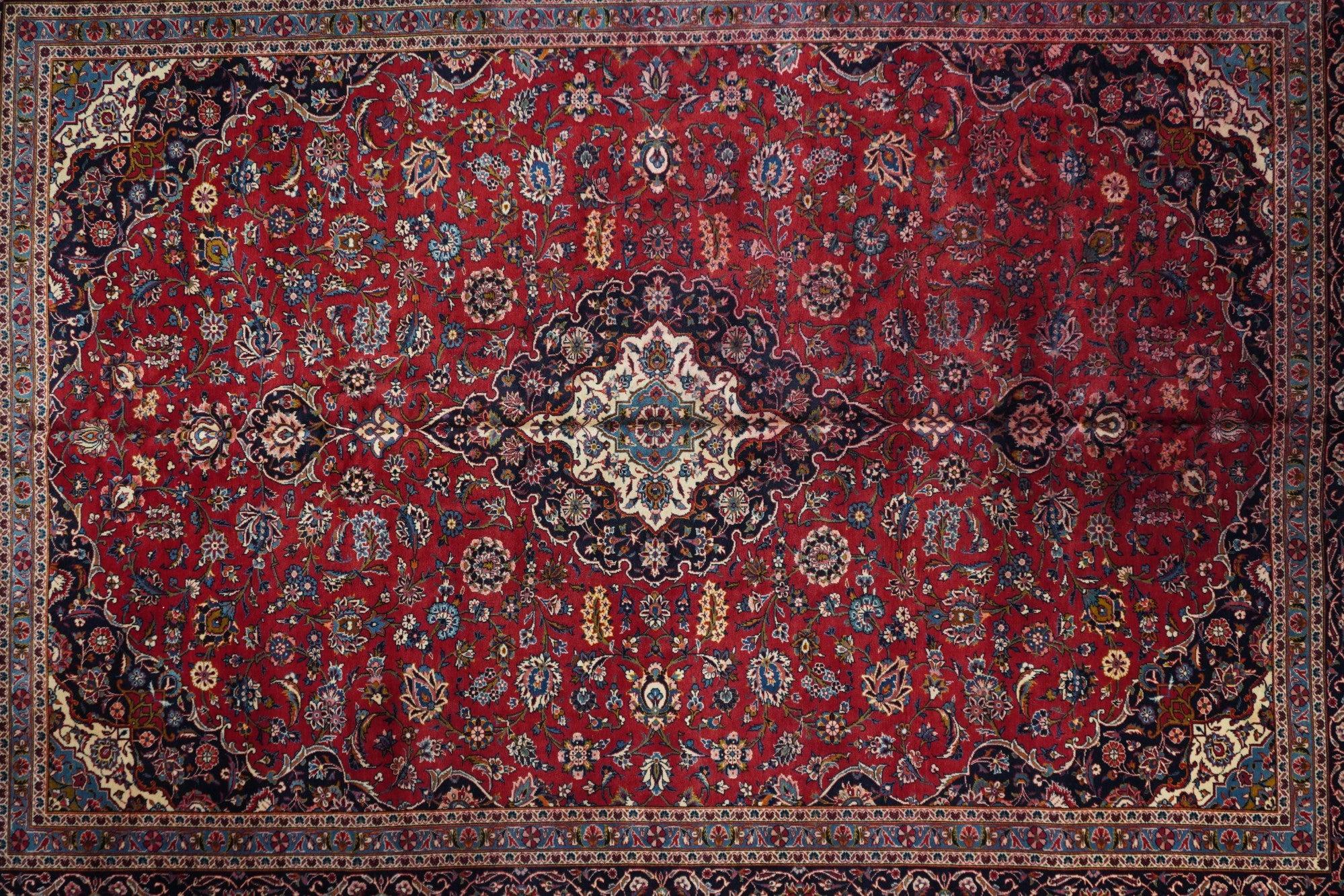 Persiano Tappeto persiano vintage Kashan 10'8'' x 14'3'' in vendita