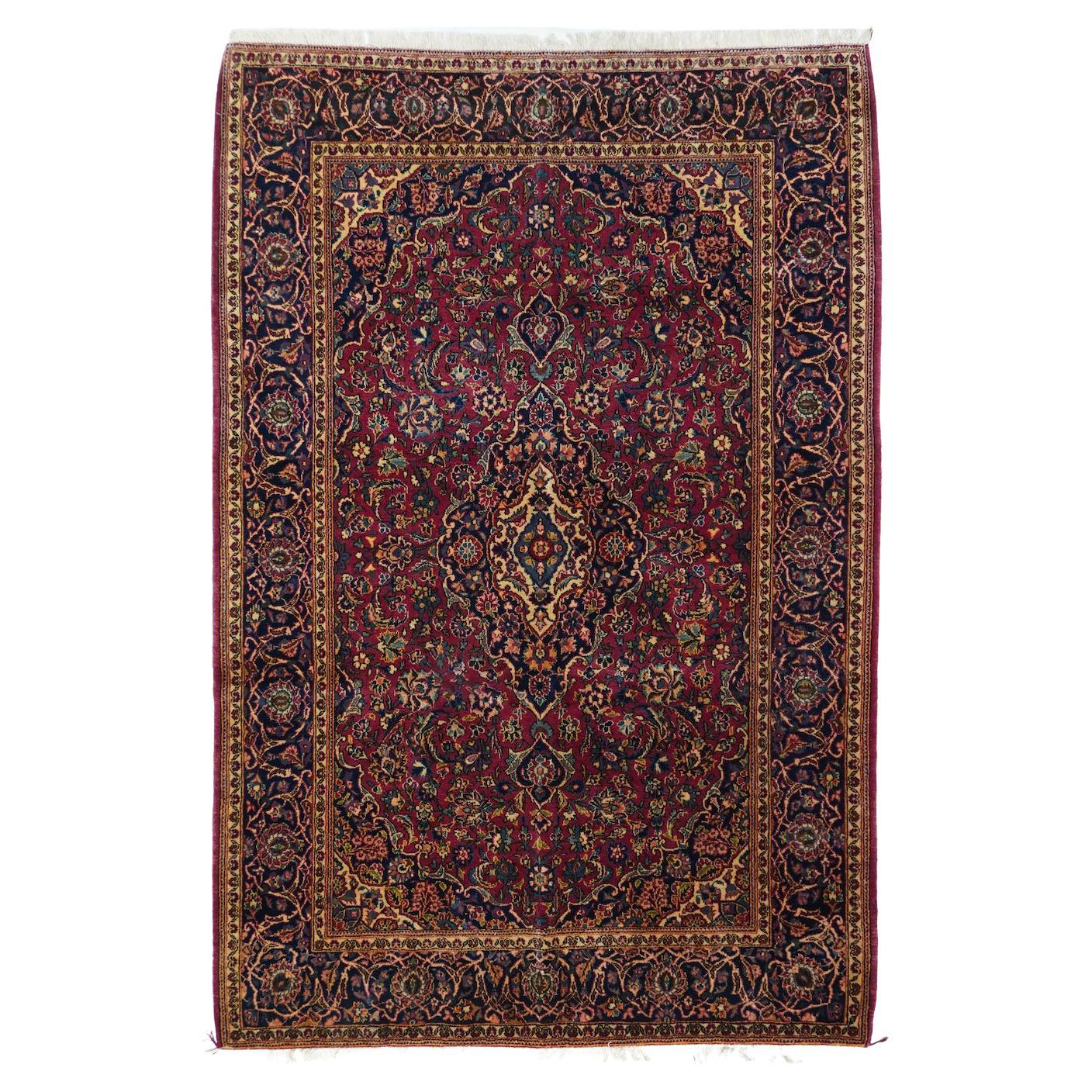 Vintage Persian Kashan Rug 4'4'' x 6'7''