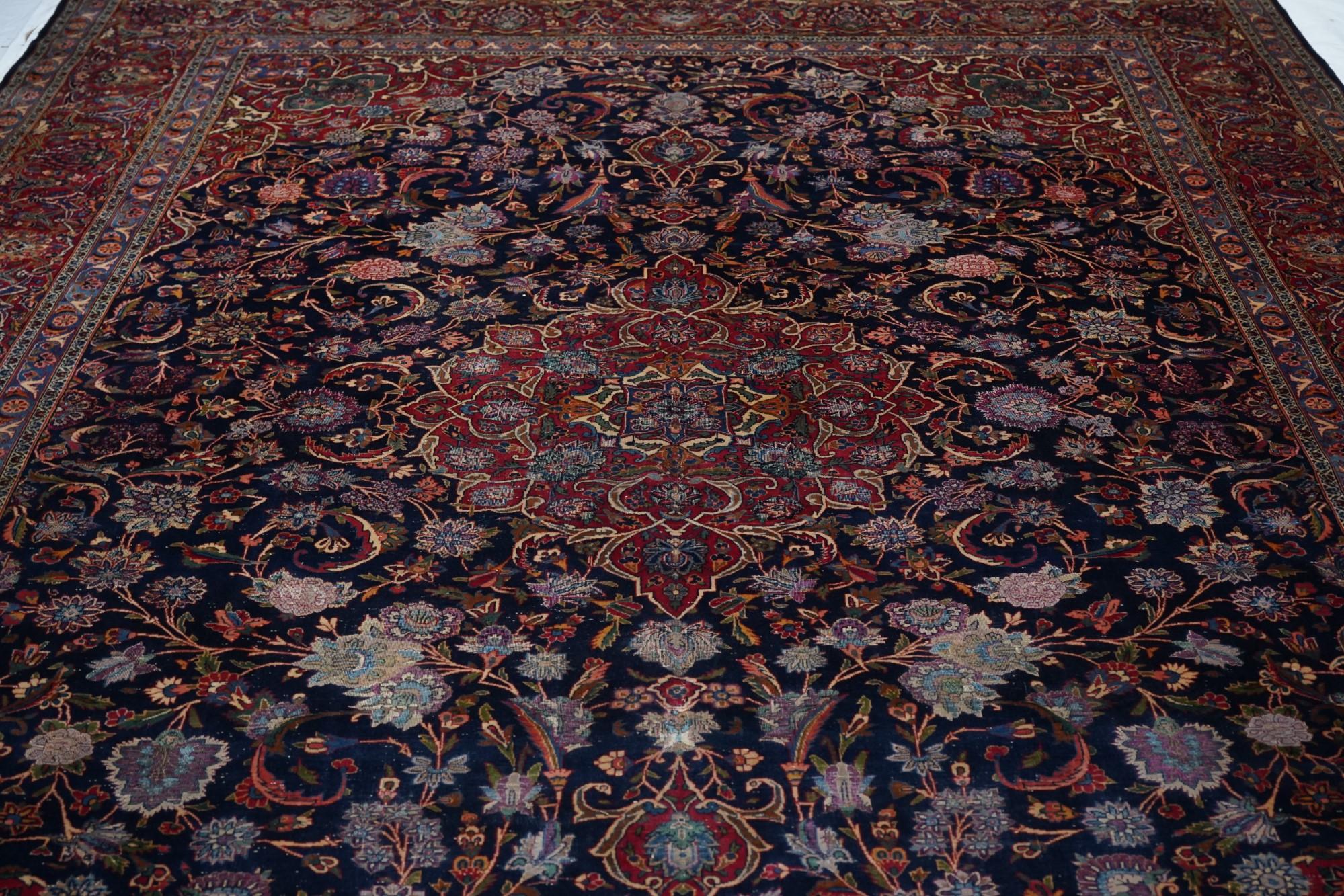 20ième siècle Tapis vintage persan Kashan 9'6