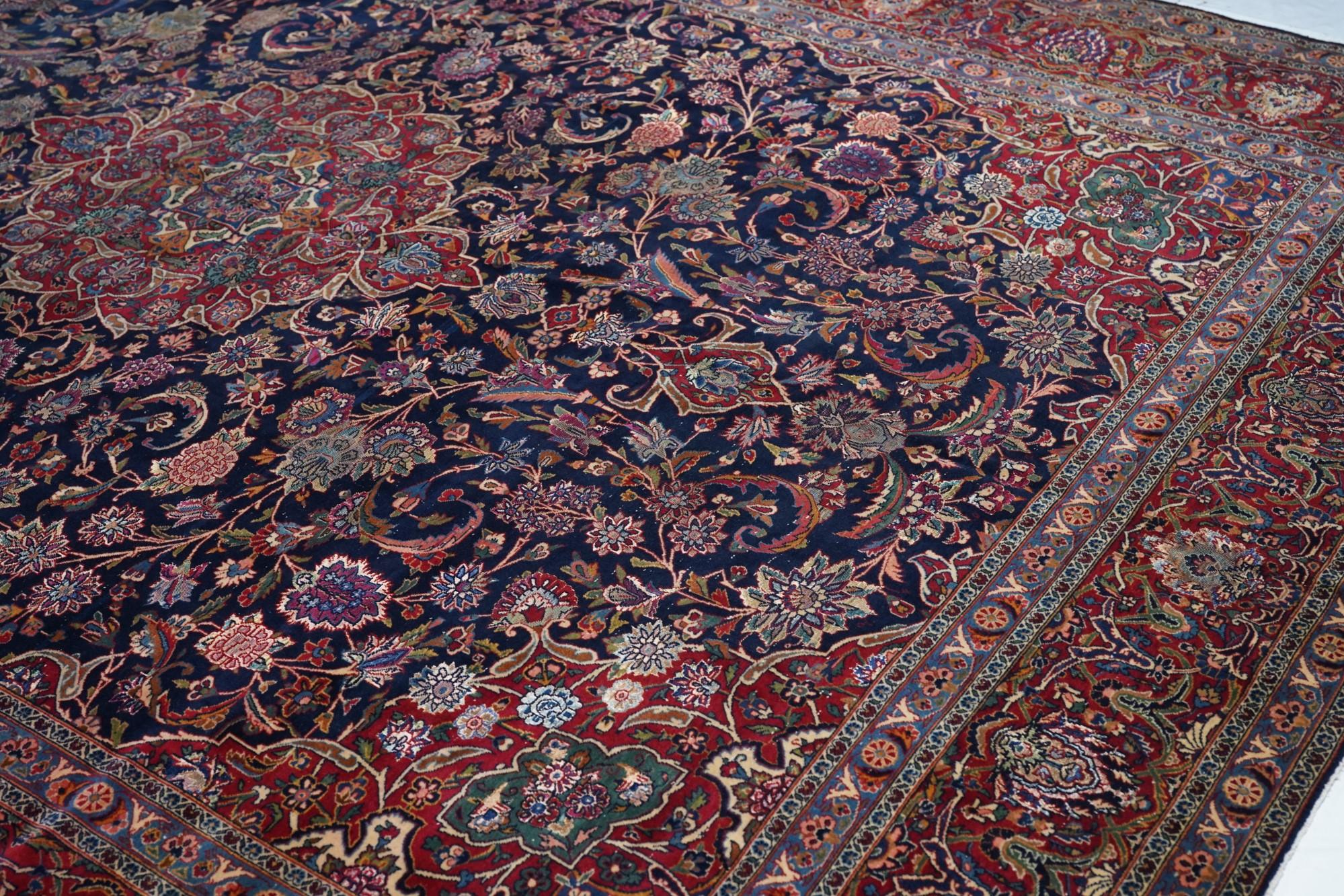 Laine Tapis vintage persan Kashan 9'6