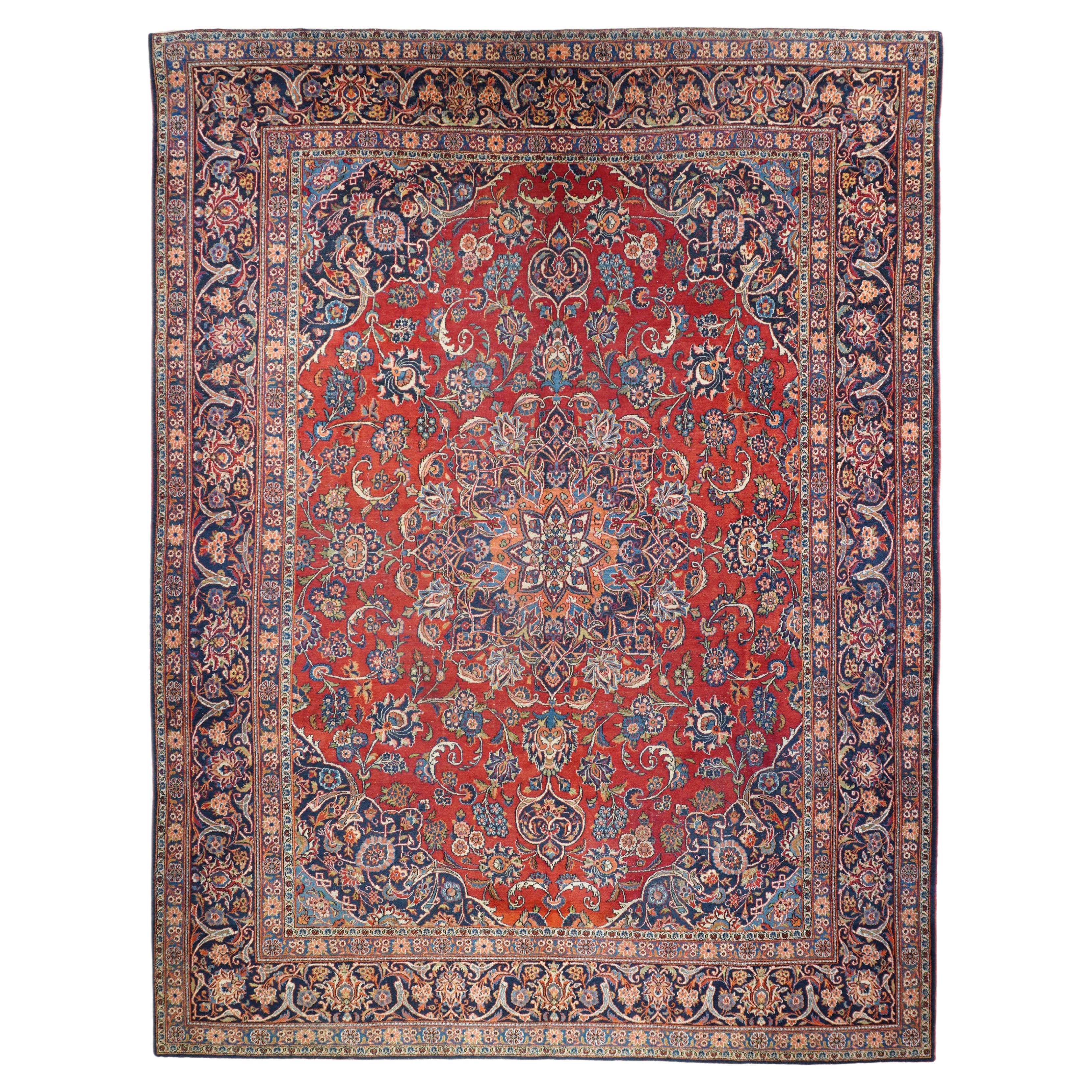 Vintage Persian Kashan Rug 9’8” x 12’6” For Sale
