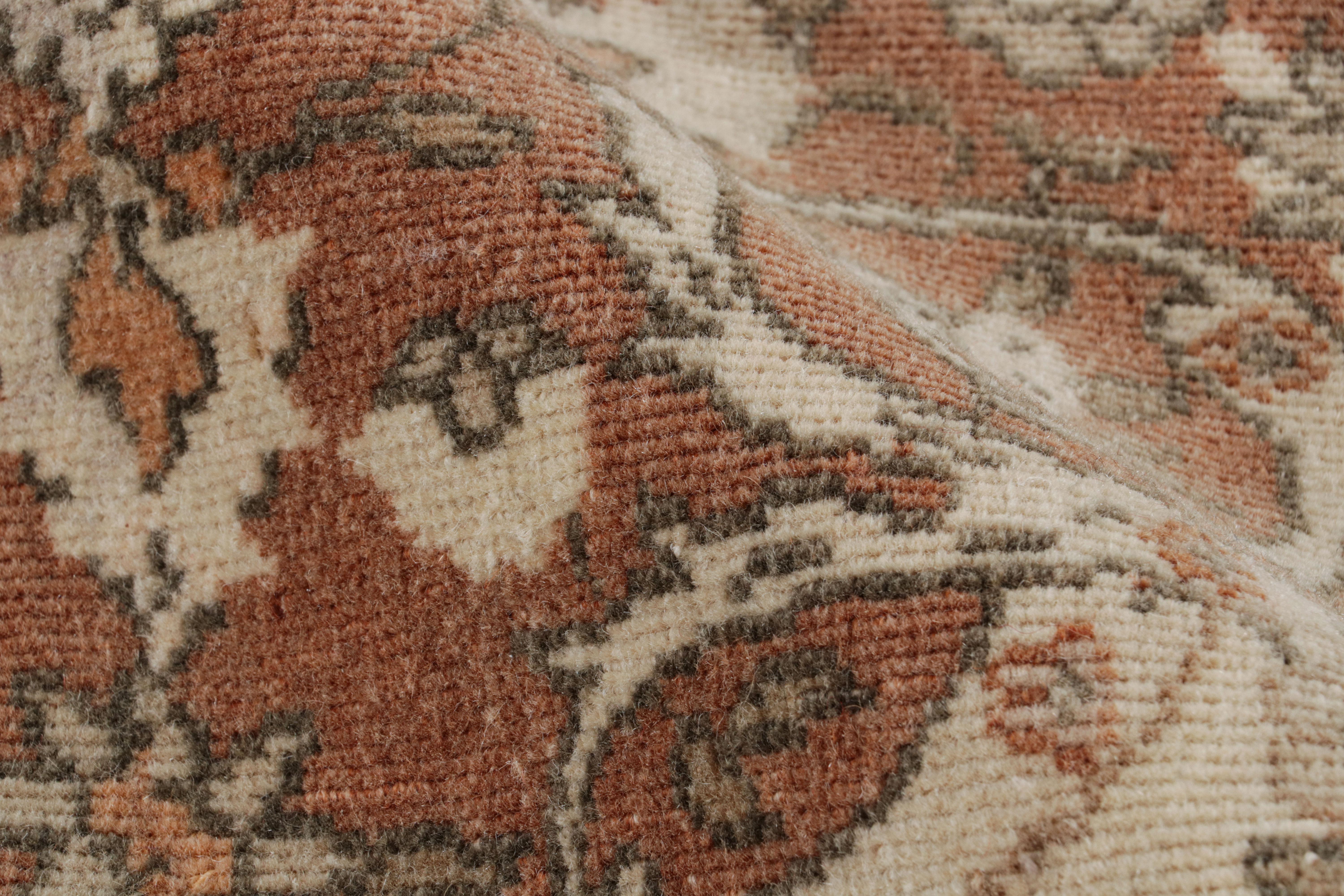 Wool Vintage Persian Kashan Rug, Beige-Brown and Blue Floral Medallion - Rug & Kilim For Sale