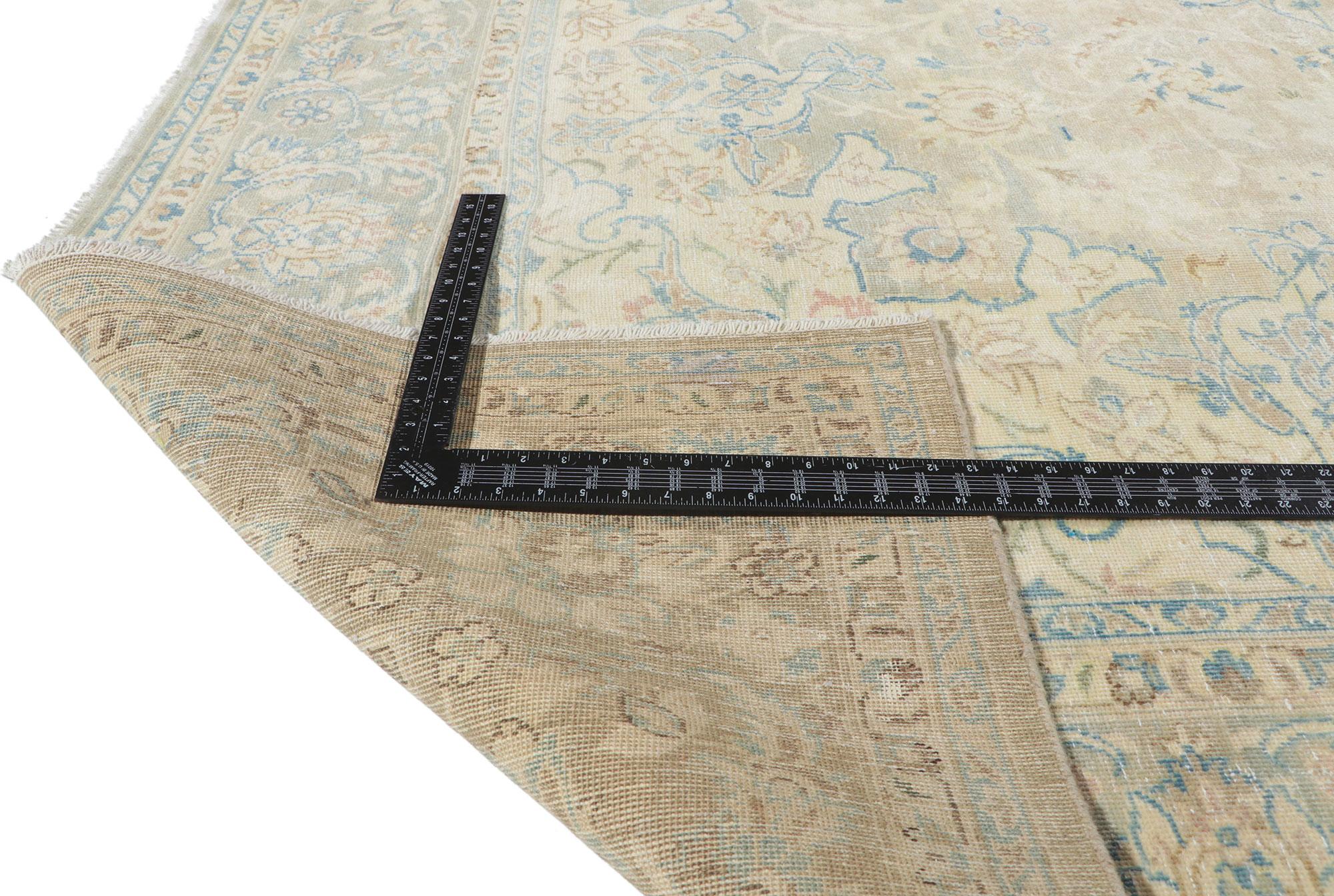 Tapis Vintage Persan Kashan, le luxe décontracté rencontre l'Elegance côtière décontractée en vente 1