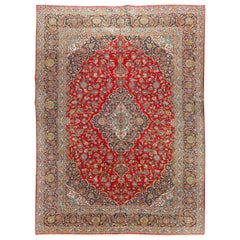Vintage Persian Kashan Deco Rug For Sale at 1stdibs
