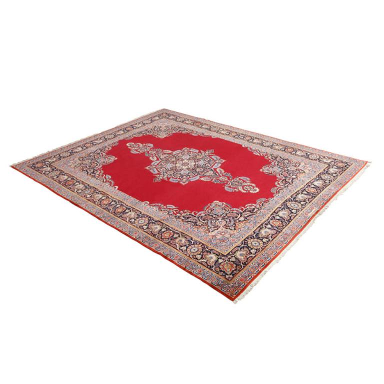 Annodato a mano Tappeto persiano vintage Kashan in kork e cotone - Dimensioni: 13'5 X 10'6 in vendita