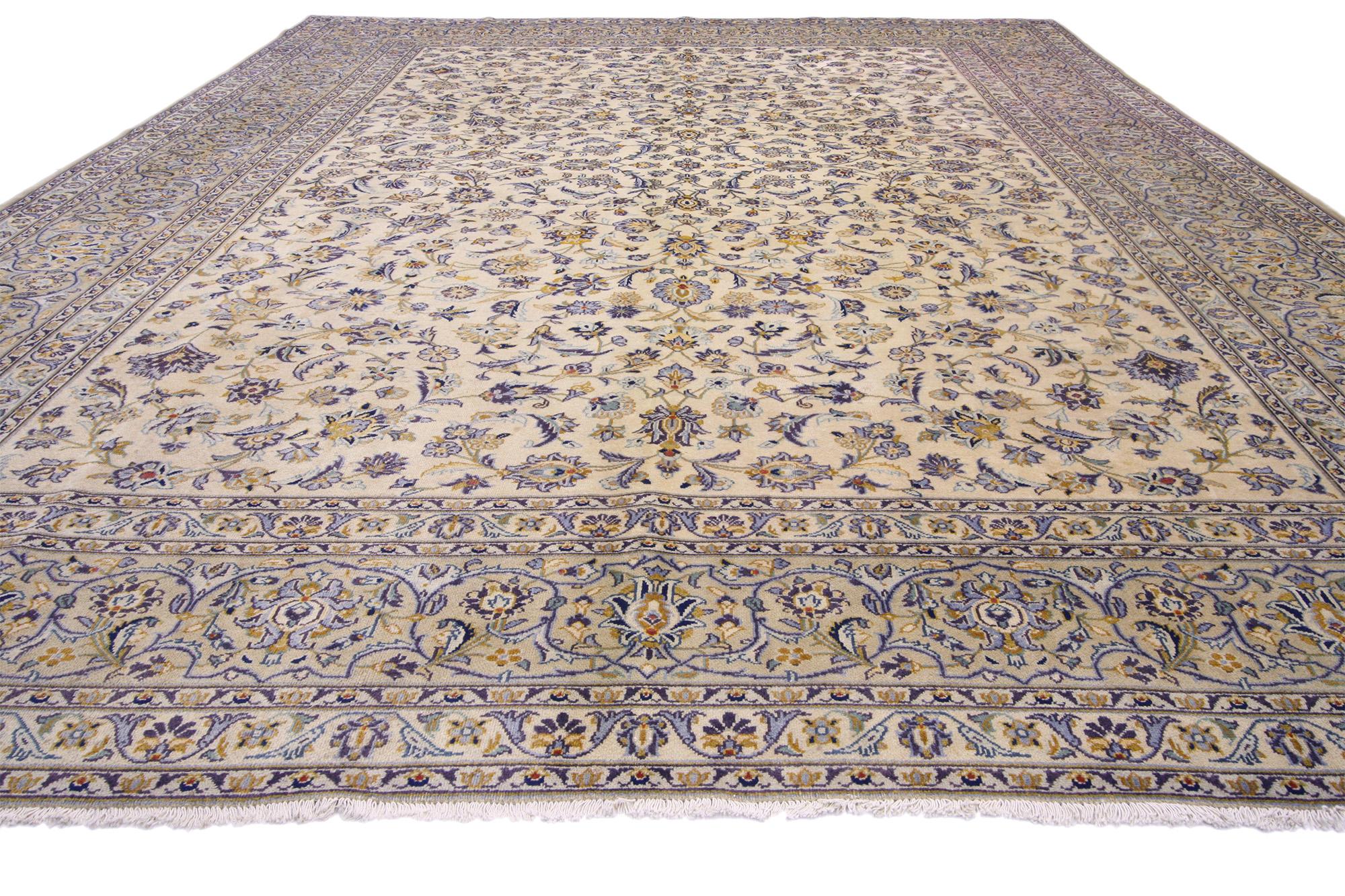 Alfombra Persa Kashan Vintage, la elegancia neoclásica se une al atractivo intemporal en Bueno estado para la venta en Dallas, TX
