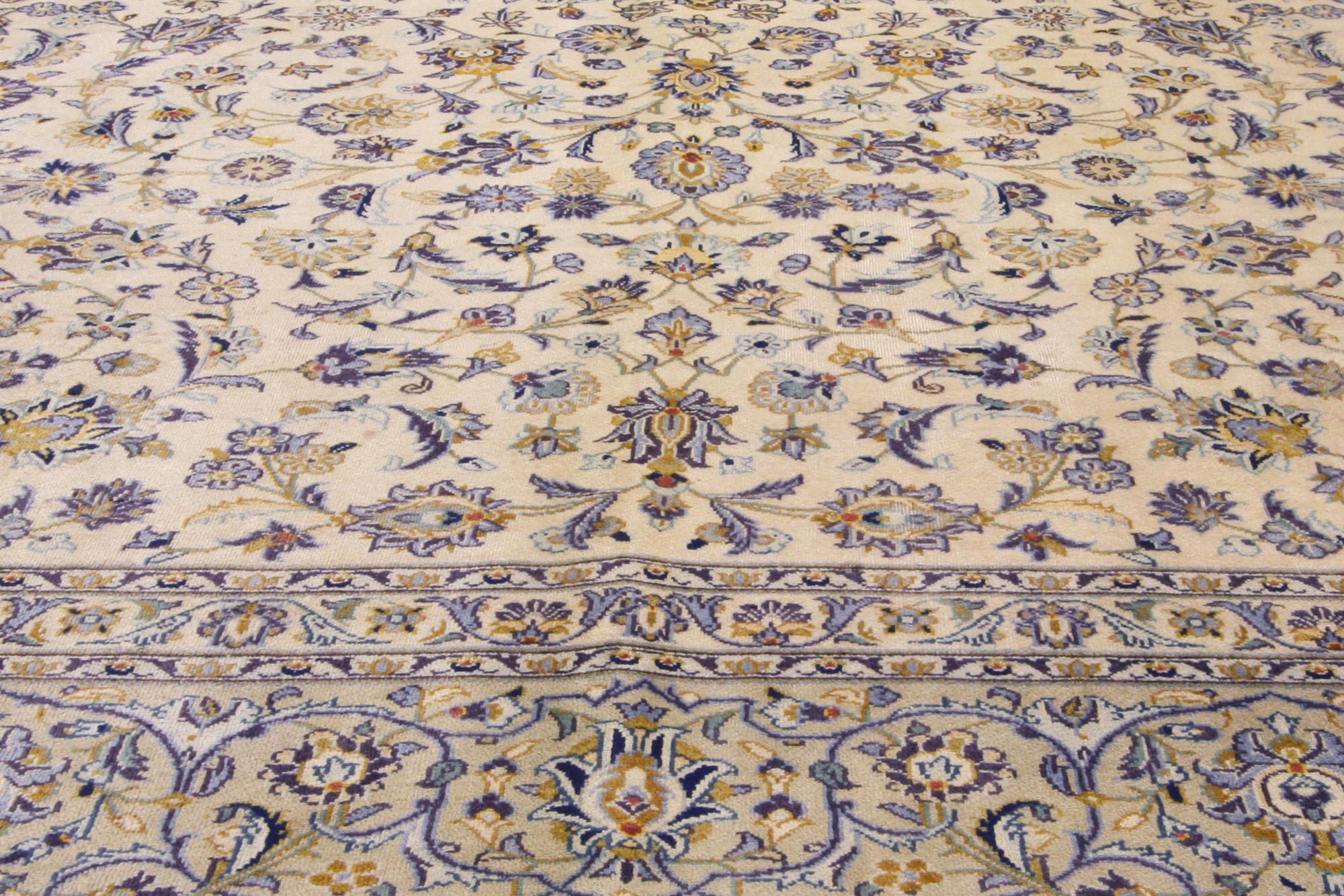 Wool Vintage Persian Kashan Rug, Neoclassic Elegance Meets Timeless Appeal For Sale