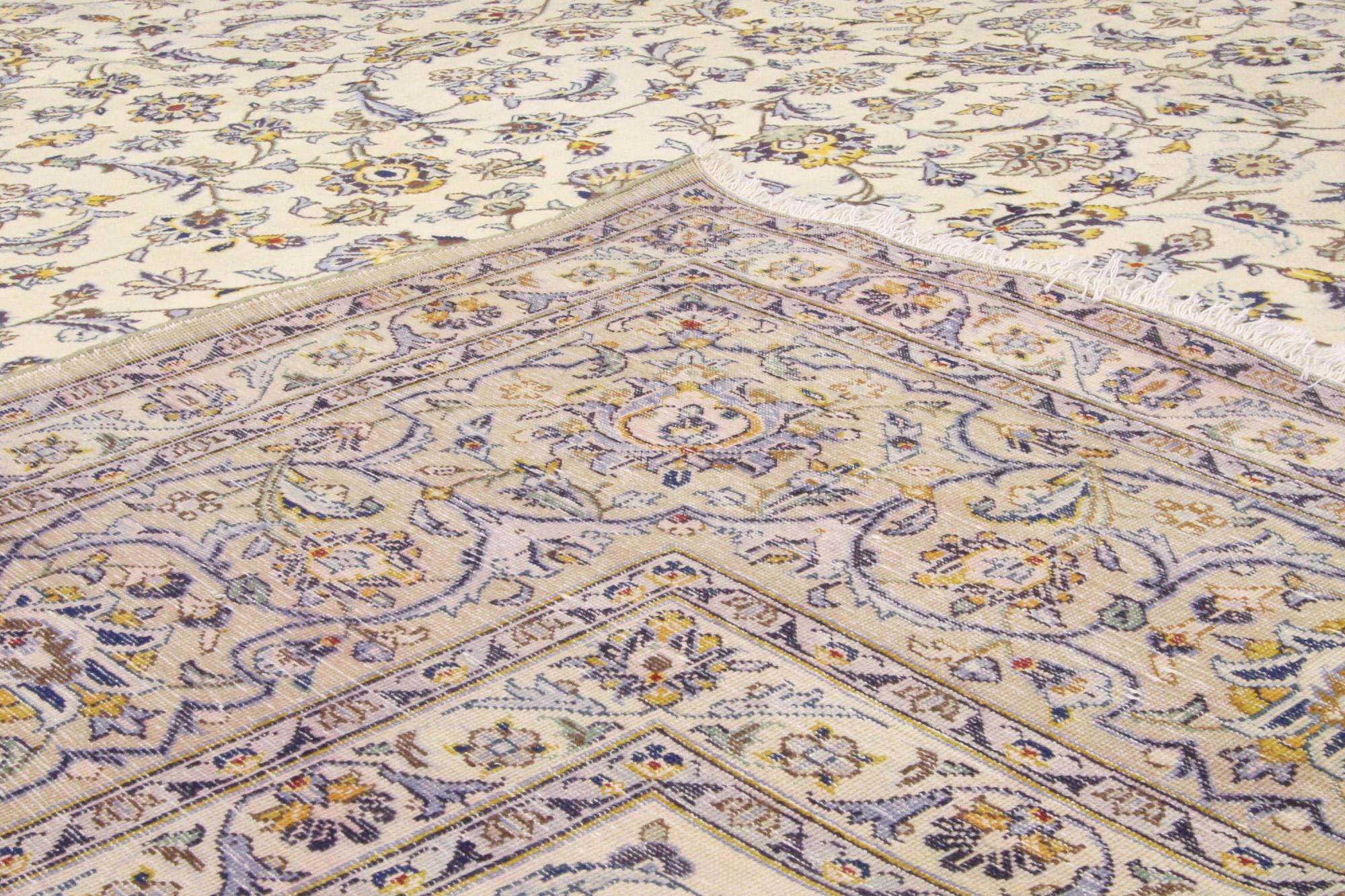 Vintage Persian Kashan Rug, Neoclassic Elegance Meets Timeless Appeal For Sale 1