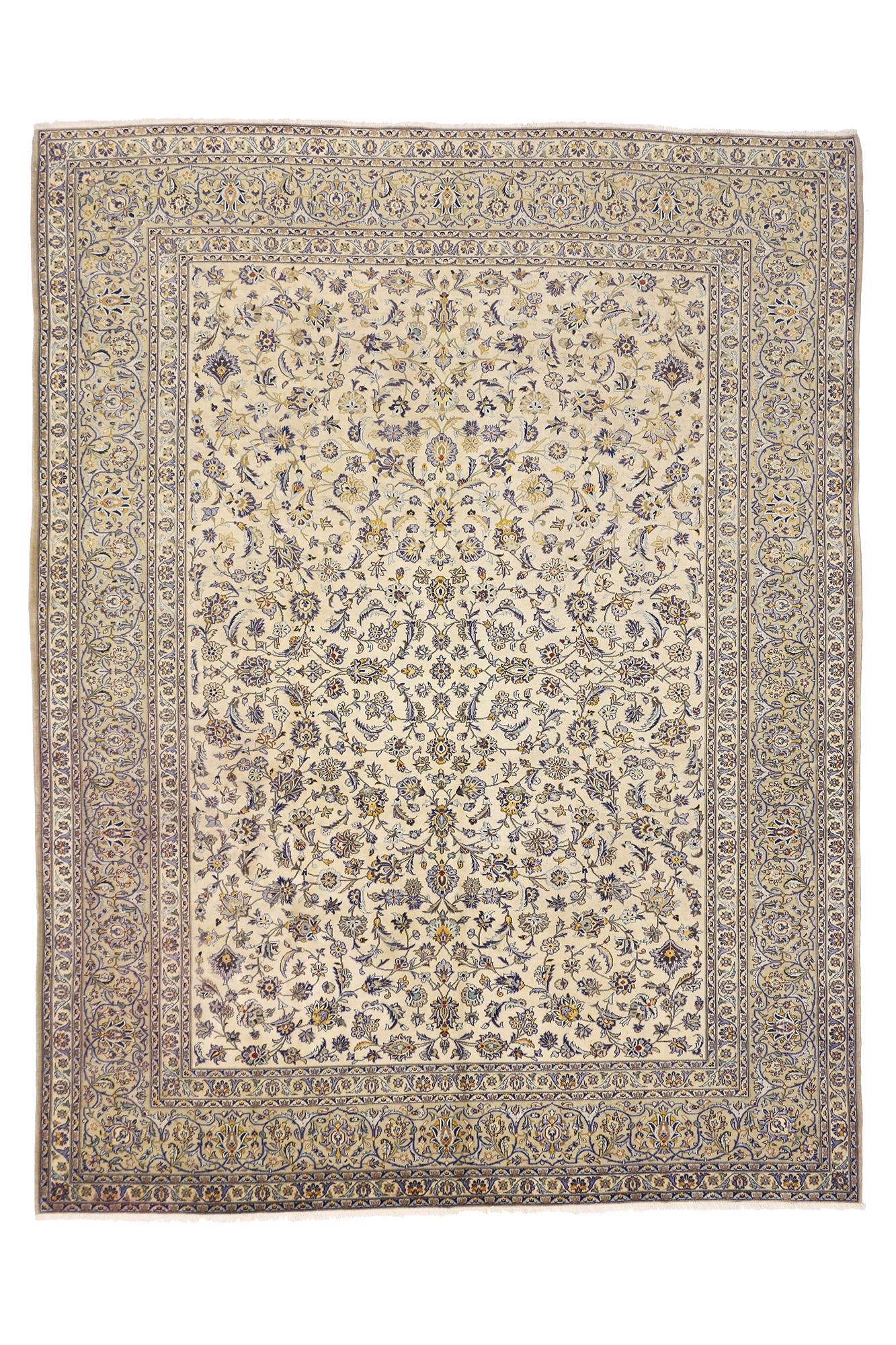 Vintage Persian Kashan Rug, Neoclassic Elegance Meets Timeless Appeal For Sale 2