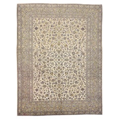 Tapis persan Kashan vintage, l'Elegance néoclassique rencontre l'attrait Timeless