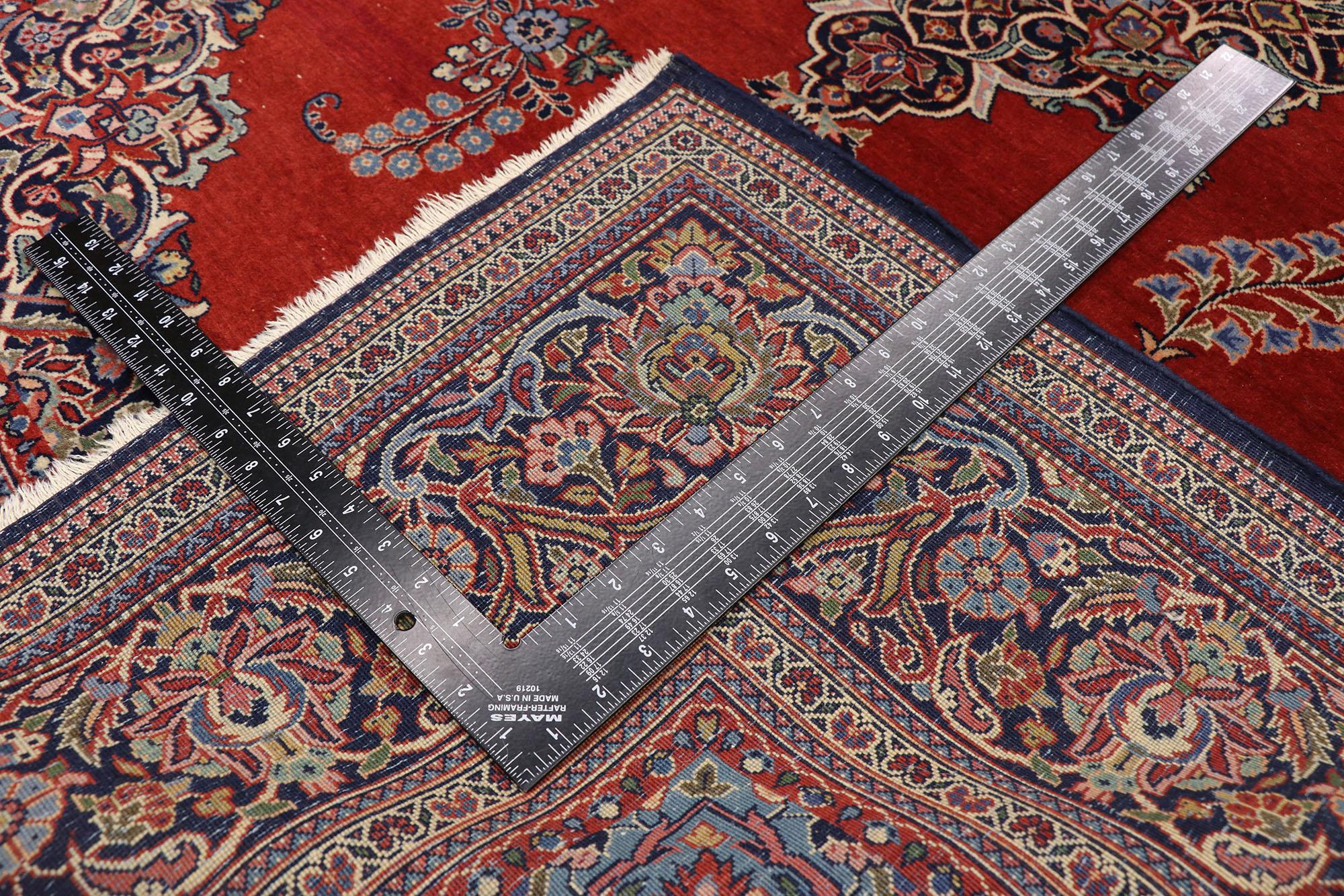 Vieux tapis persan Kashan de style jacobéen anglais Bon état - En vente à Dallas, TX