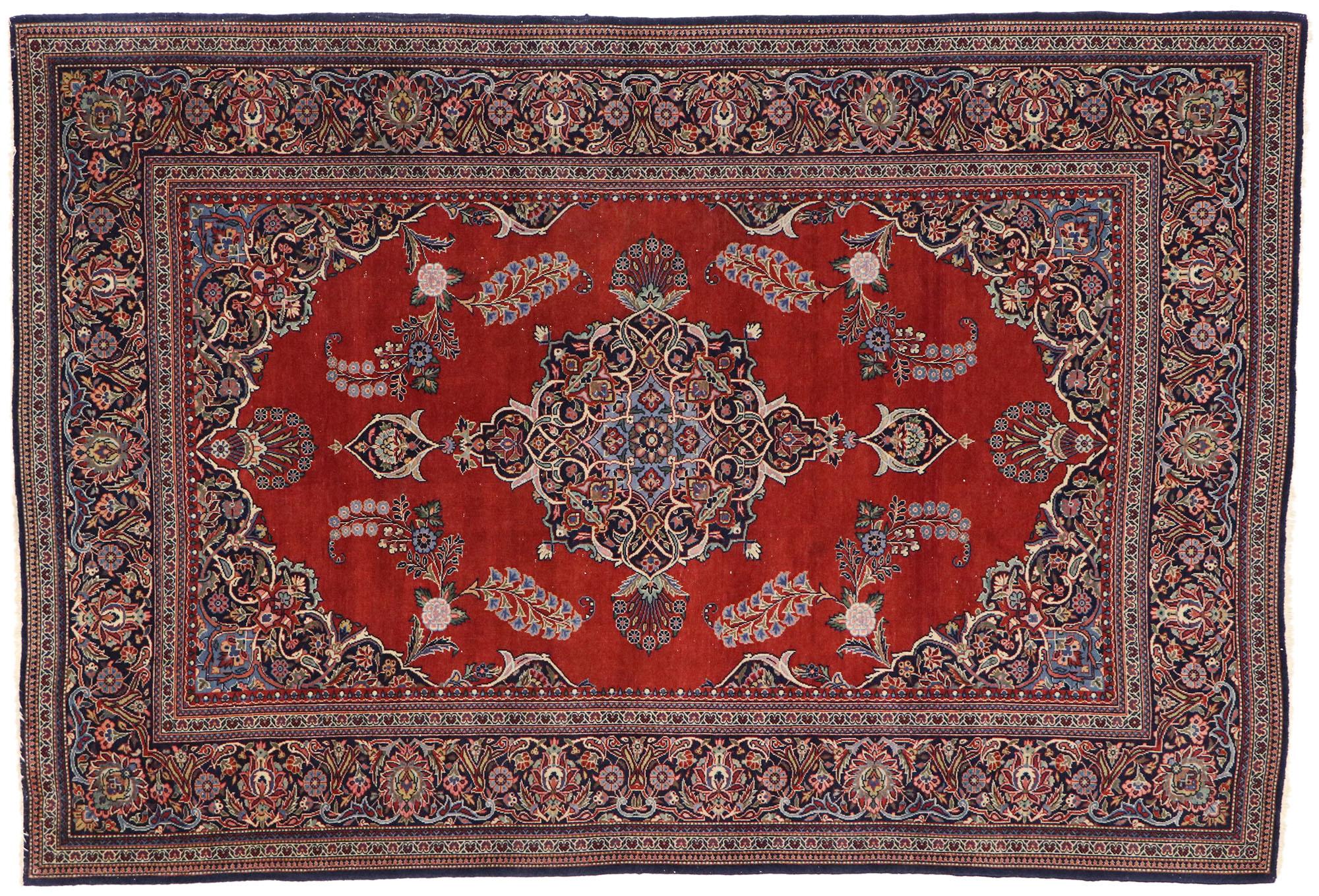 Vieux tapis persan Kashan de style jacobéen anglais en vente 2